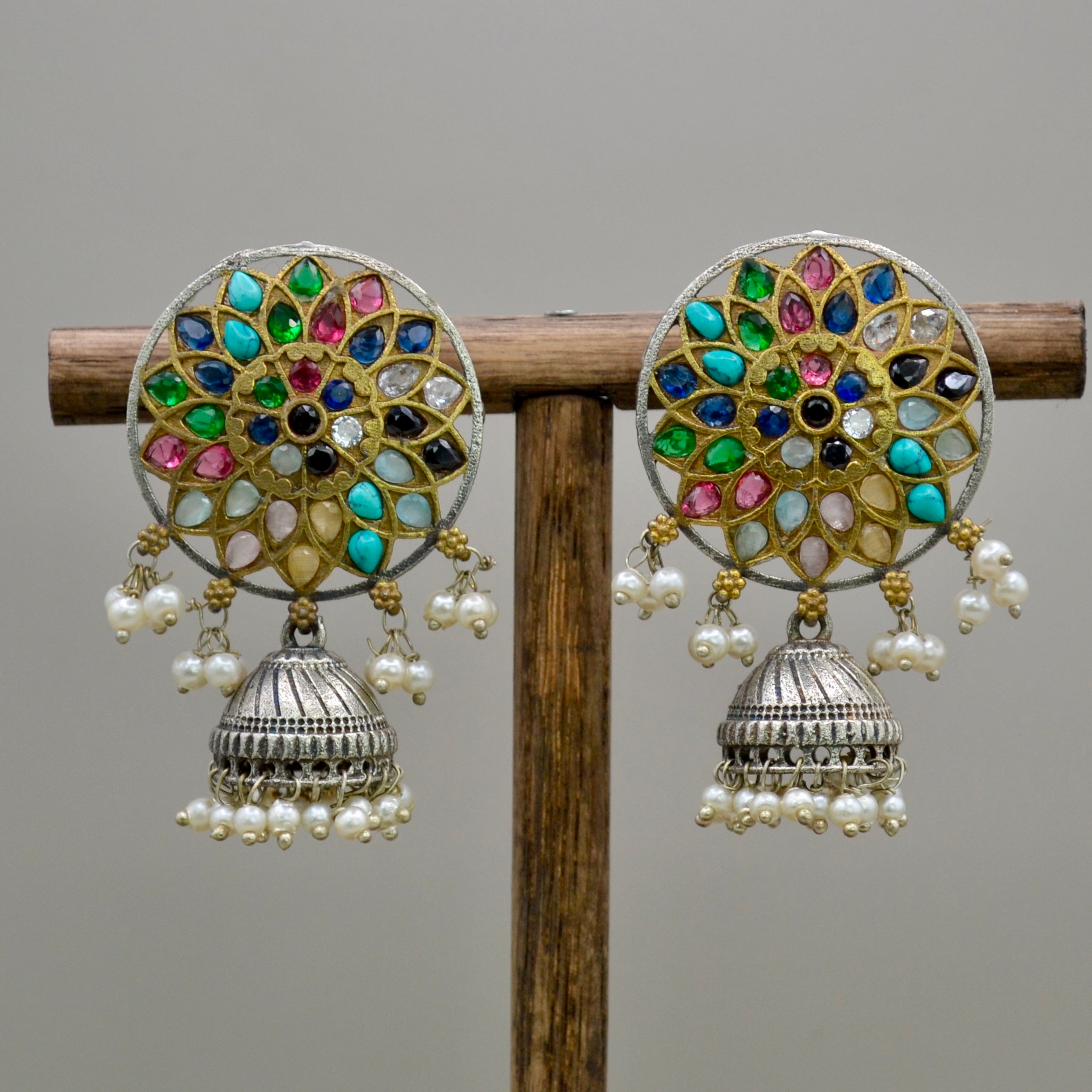 VJ4068-Medium Size Mandala Stud Jhumkis