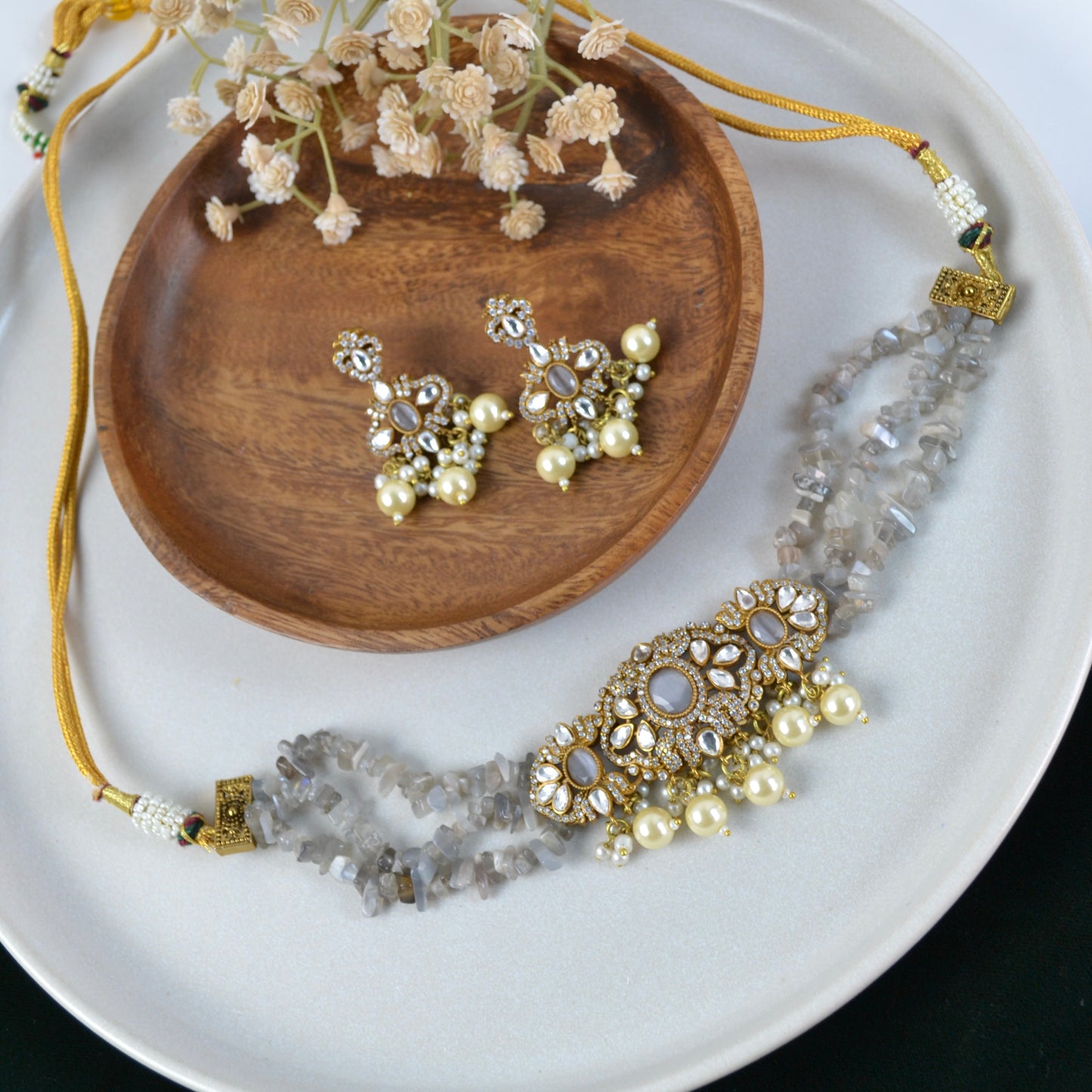 VARJ040-Premium Victorian Polki AD Choker set