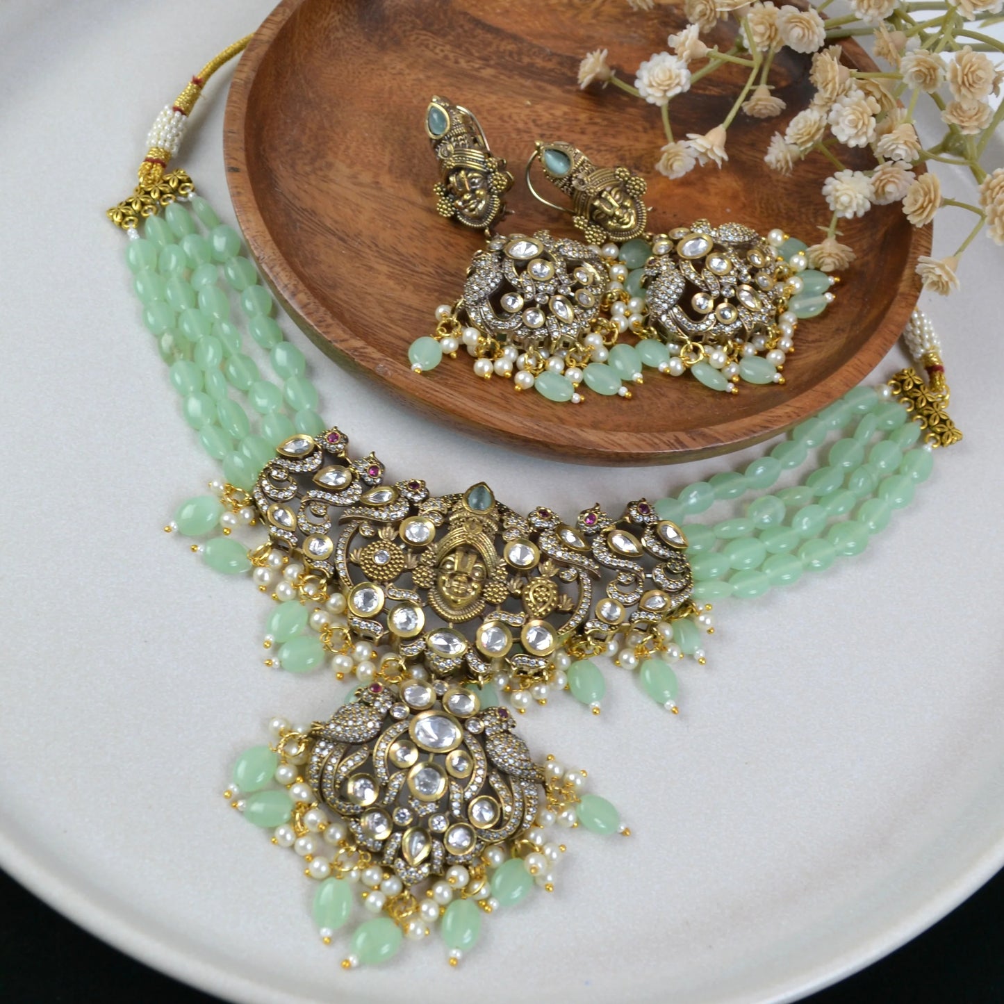 Mohini - Temple Jewelry AD victorian Polki Choker set