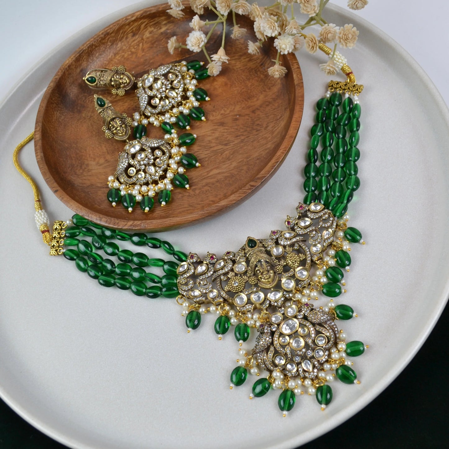 Mohini - Temple Jewelry AD victorian Polki Choker set