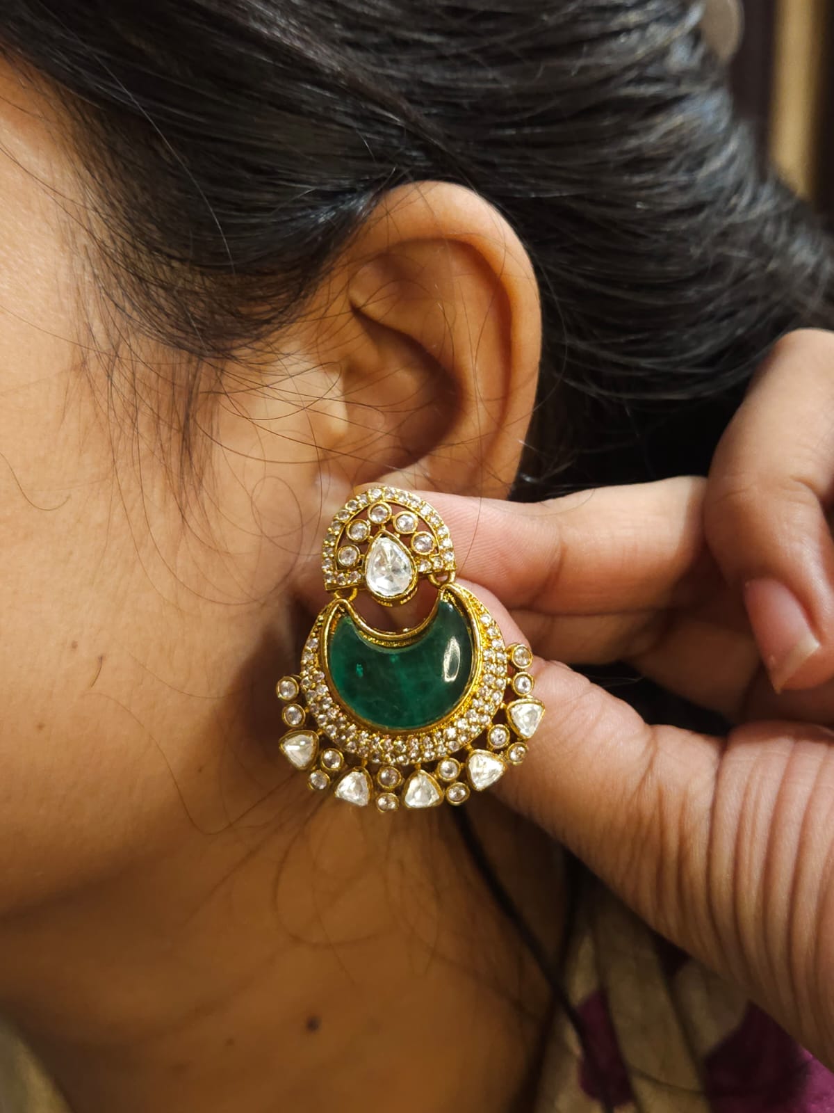 Kashish premium uncut tyaani kundan Earrings