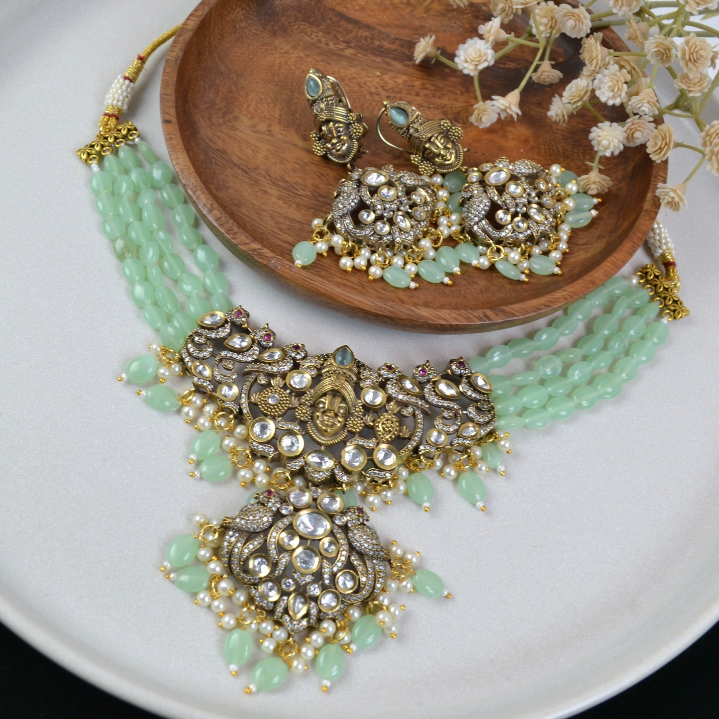 Mohini - Temple Jewelry AD victorian Polki Choker set