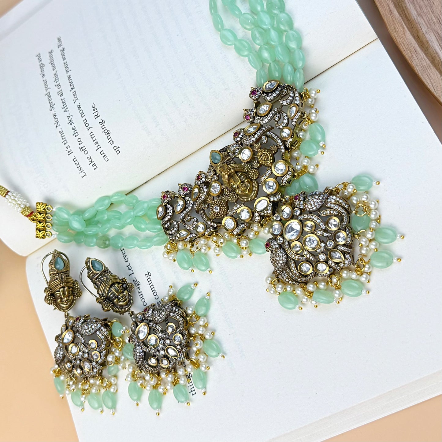 Mohini - Temple Jewelry AD victorian Polki Choker set