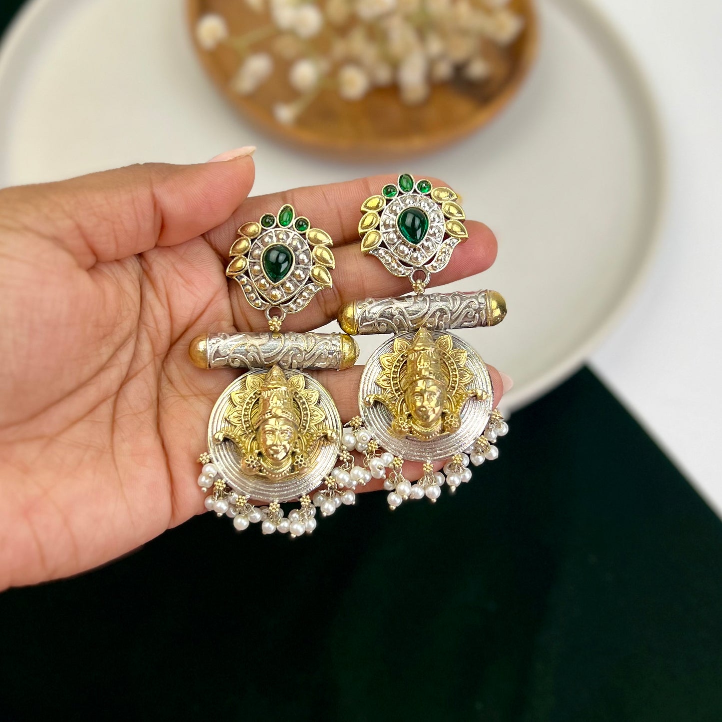 VJ4083-Vishnu Temple Earrings