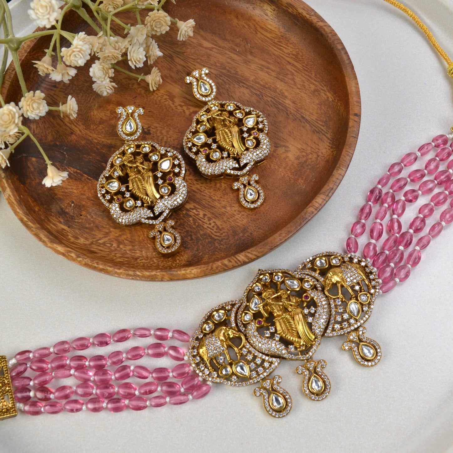 Radhe Krishna Polki Choker Necklace Set