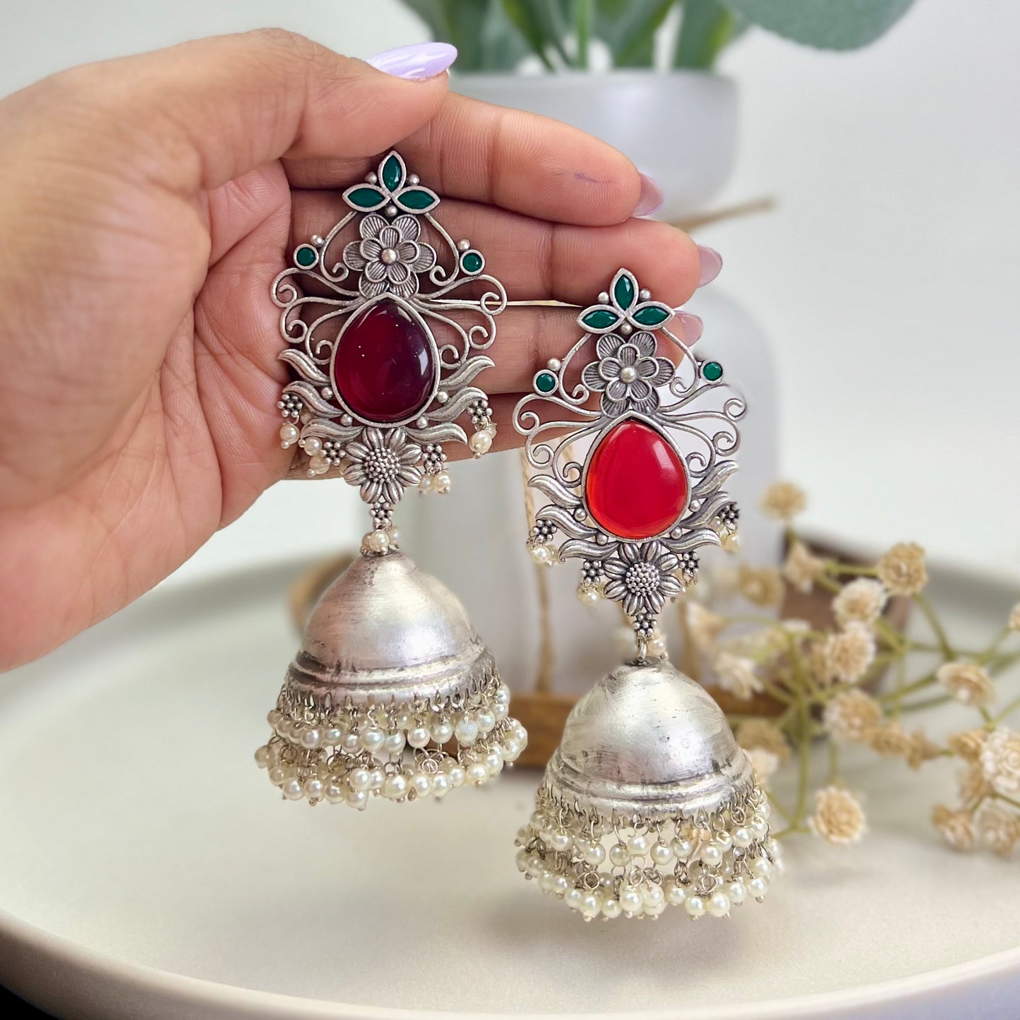 VJ4019-Flower Long Jhumki