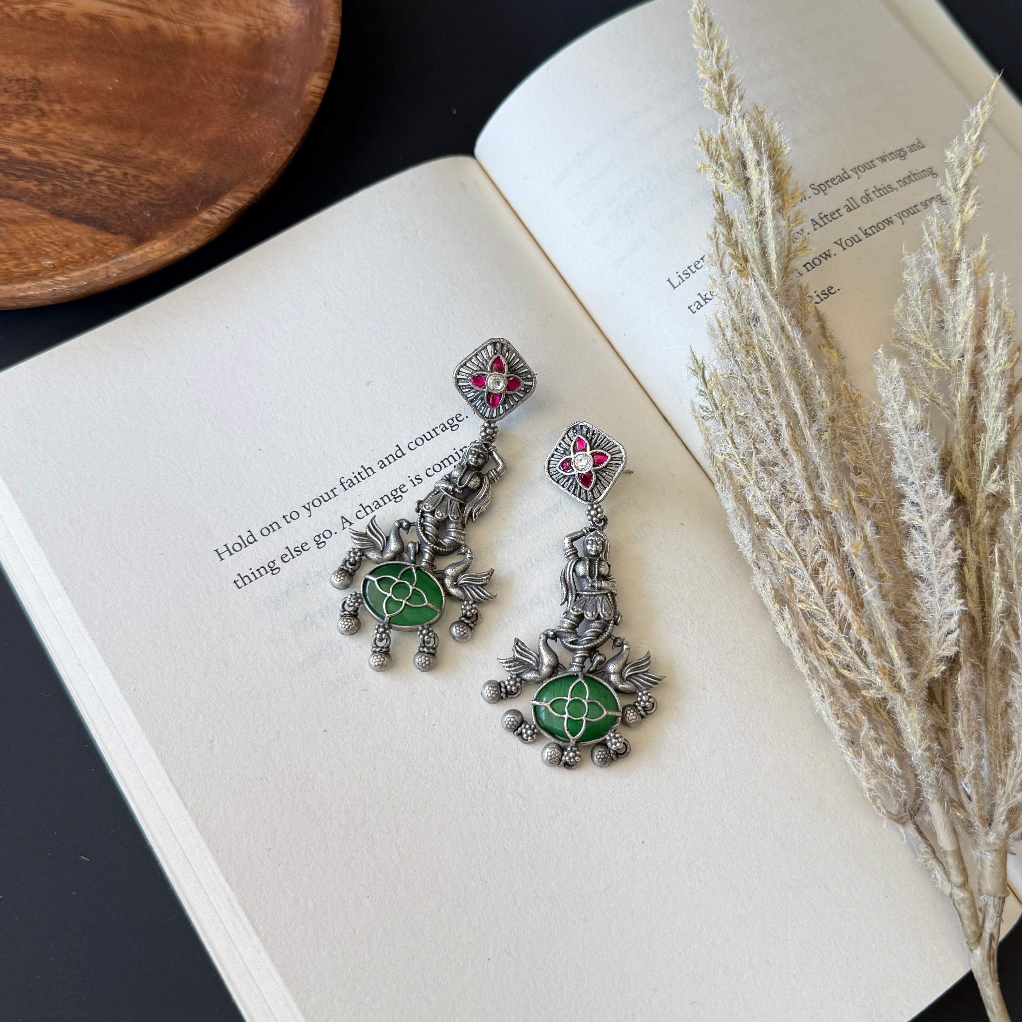 Oxidized kundan tribal look Earrings