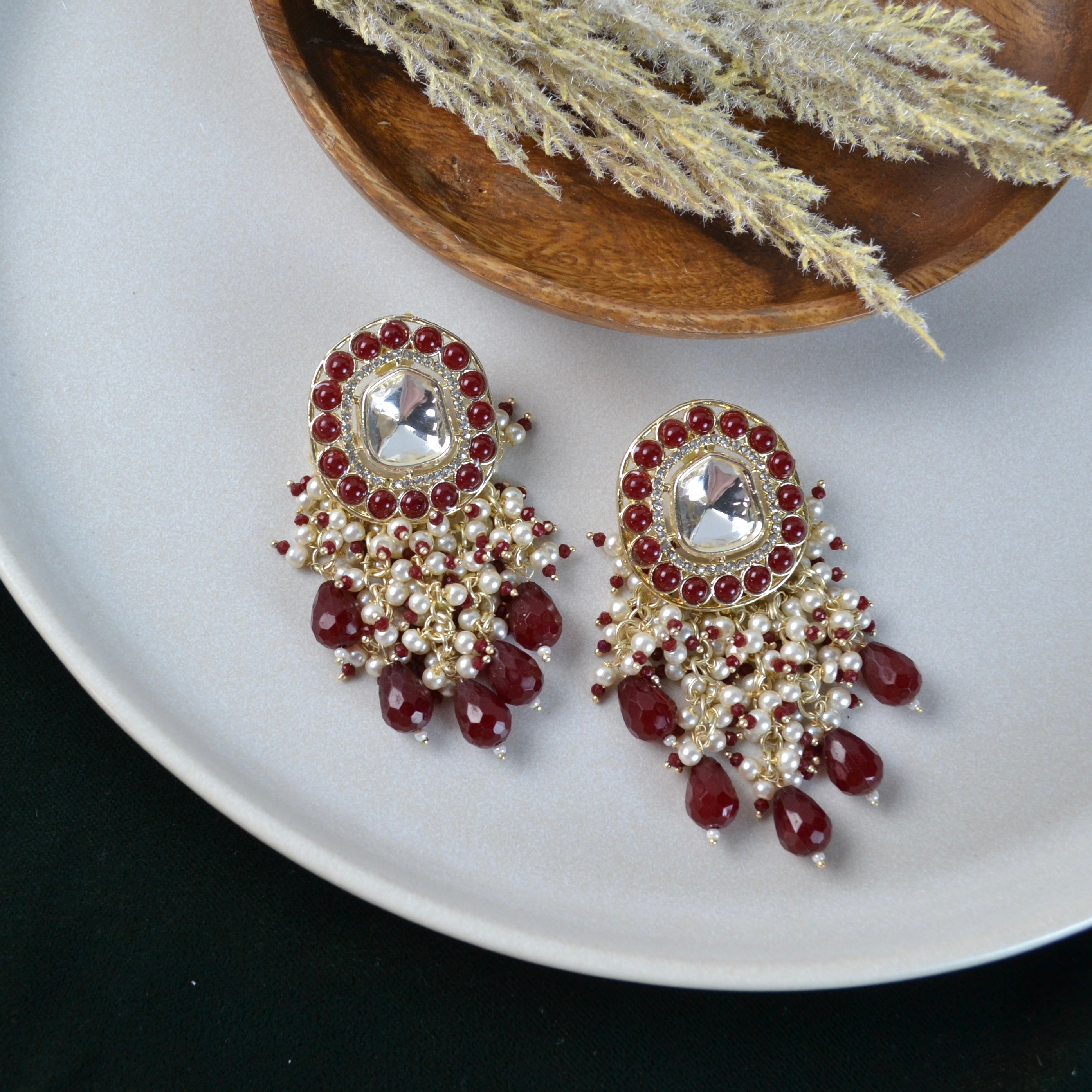 VARJ013-Kundan Polki Dangler Earrings