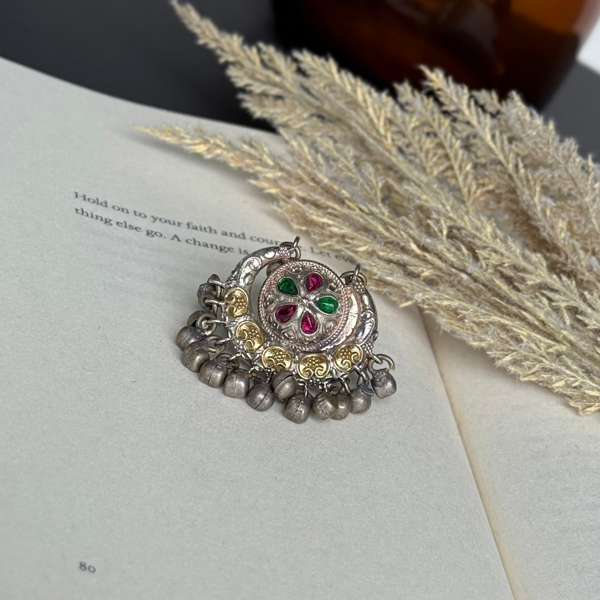 VJR4003-German Silver Oversized Ghungroo Ring