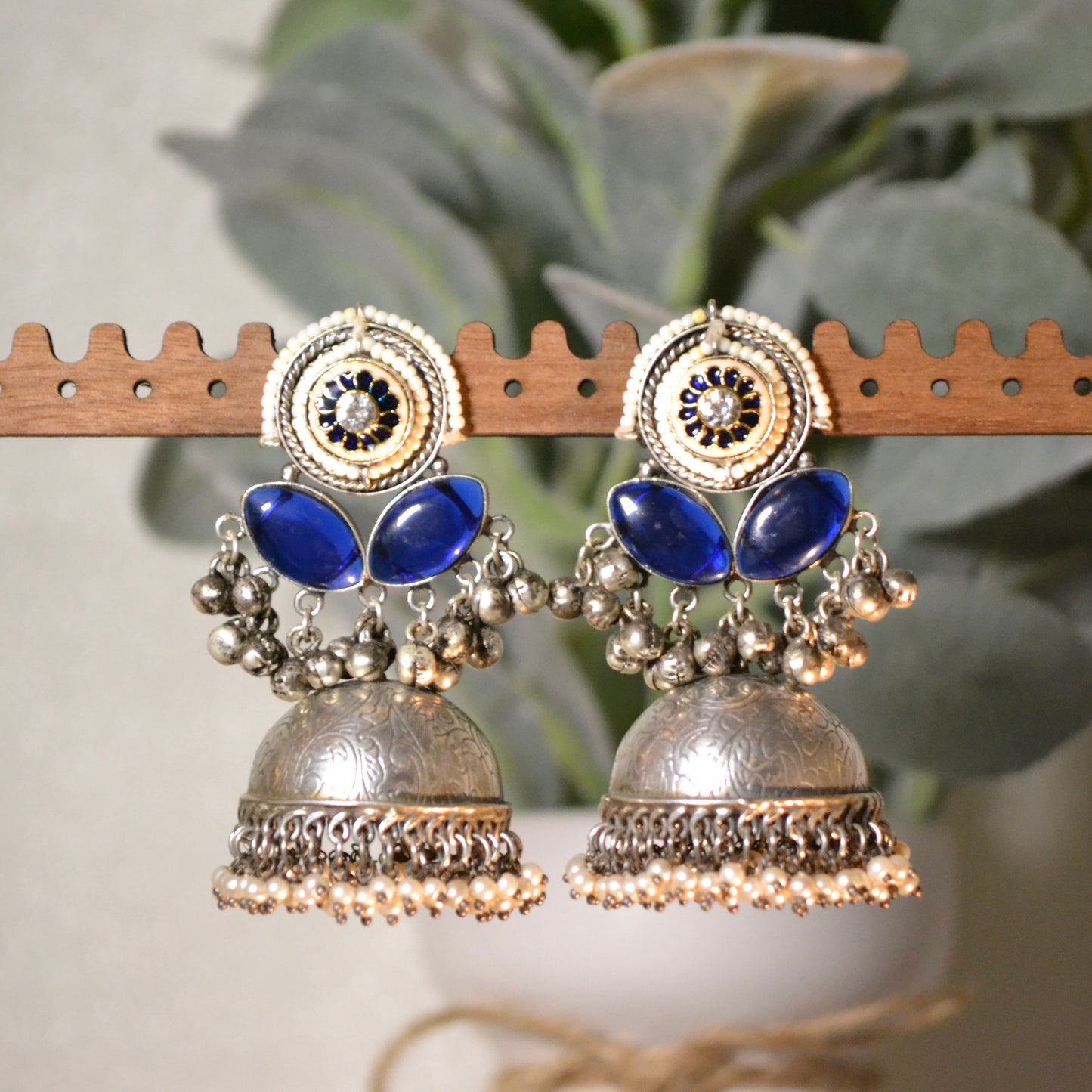 VJS5007-Silver Ghunghroo Jhumka