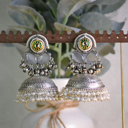 VJS5007-Silver Ghunghroo Jhumka