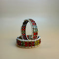 Stone and pearl kada set of 2