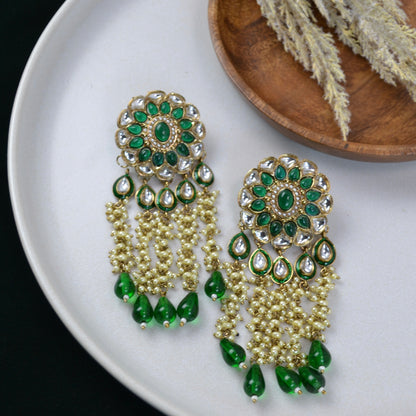 VARJ018-Kundan Long Earrings