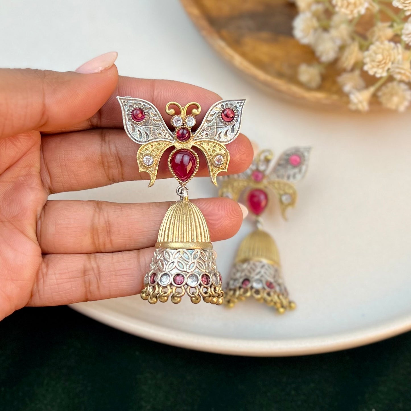 VJ4085-Butter fly Half Jhumka Earring