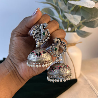 Hand painted mor Jhumka