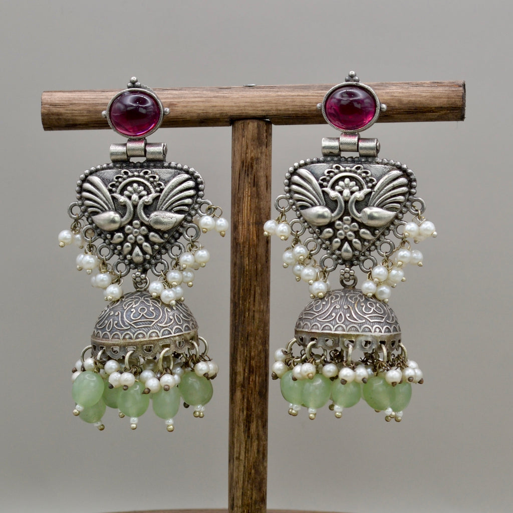 VJ4064-Tribal Silver Jhumka