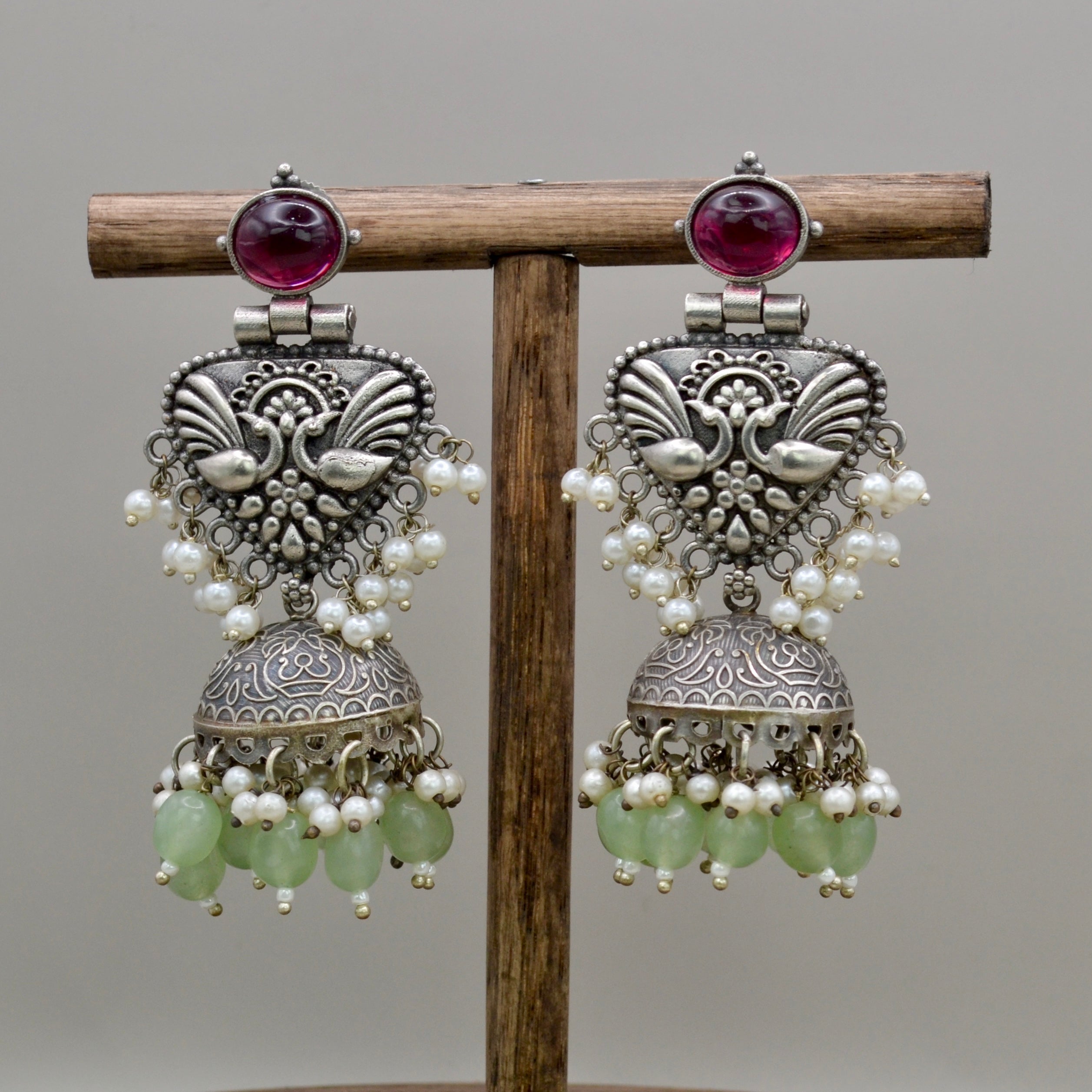 VJ4064-Tribal Silver Jhumka