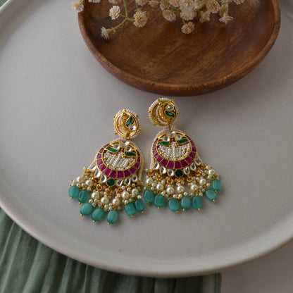 VAKJ007-Kundan Pearl piroyi Chandbali