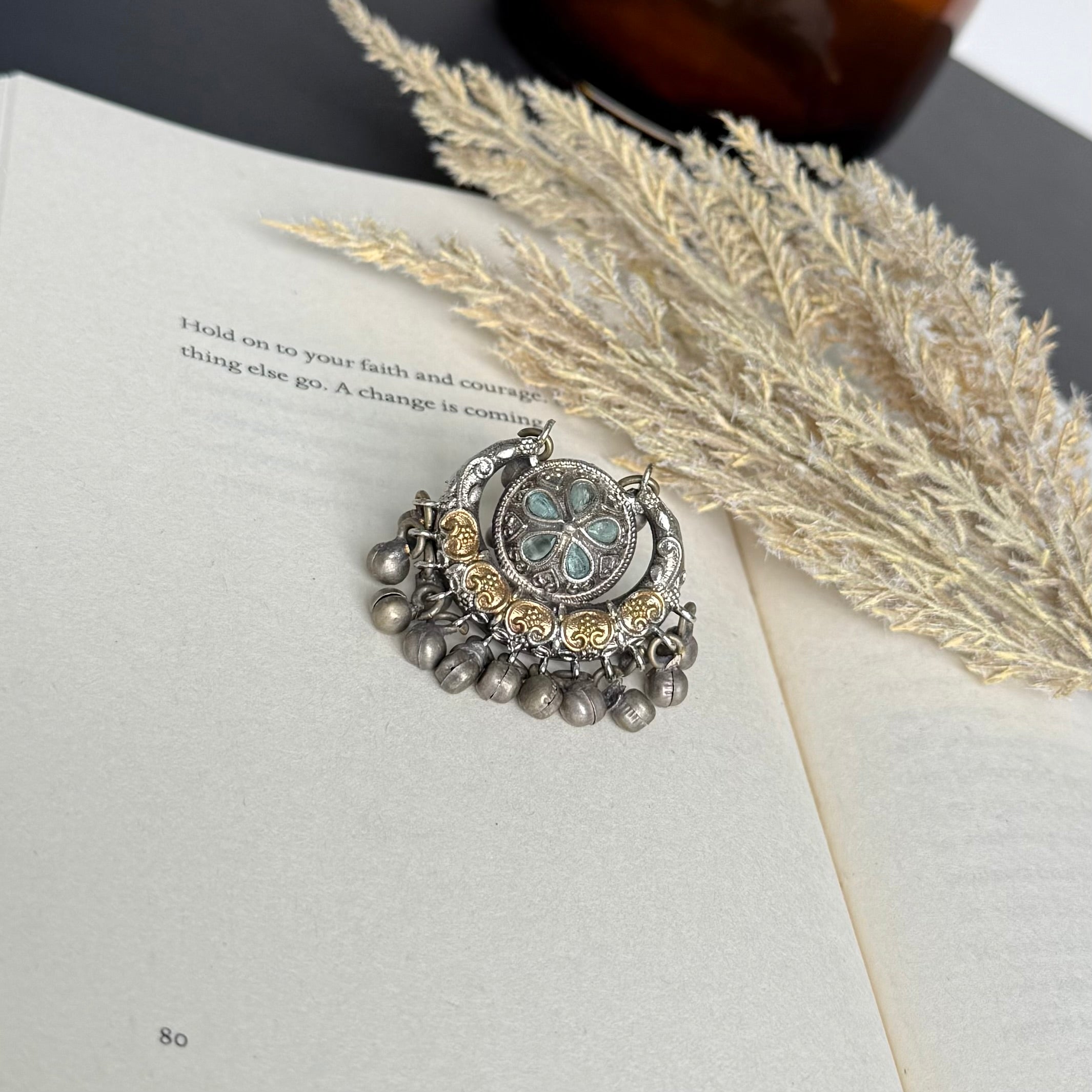 VJR4003-German Silver Oversized Ghungroo Ring
