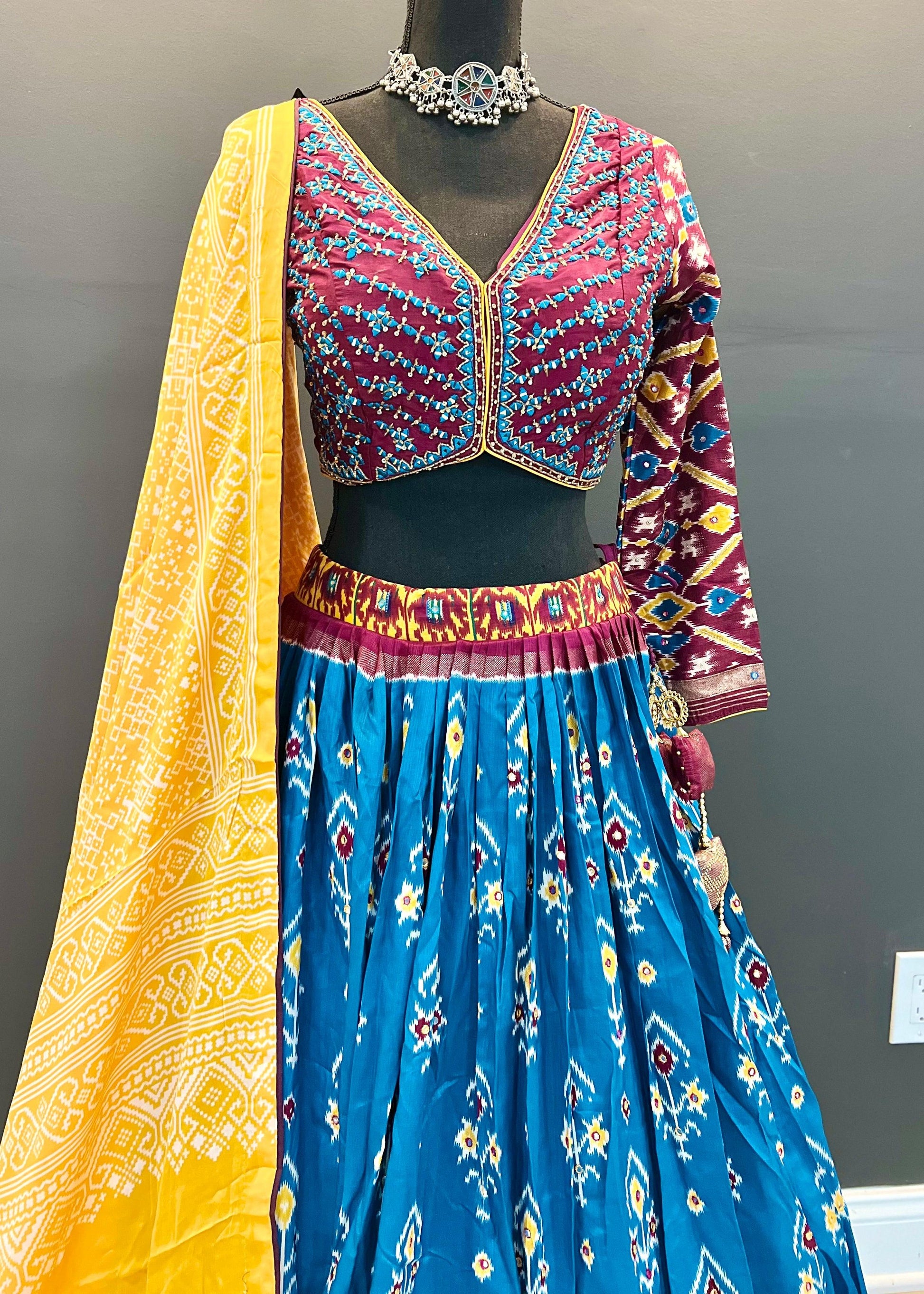 Rajkoti Patola and pure gajji silk heavy blouse lehenga - Vaanika Designs