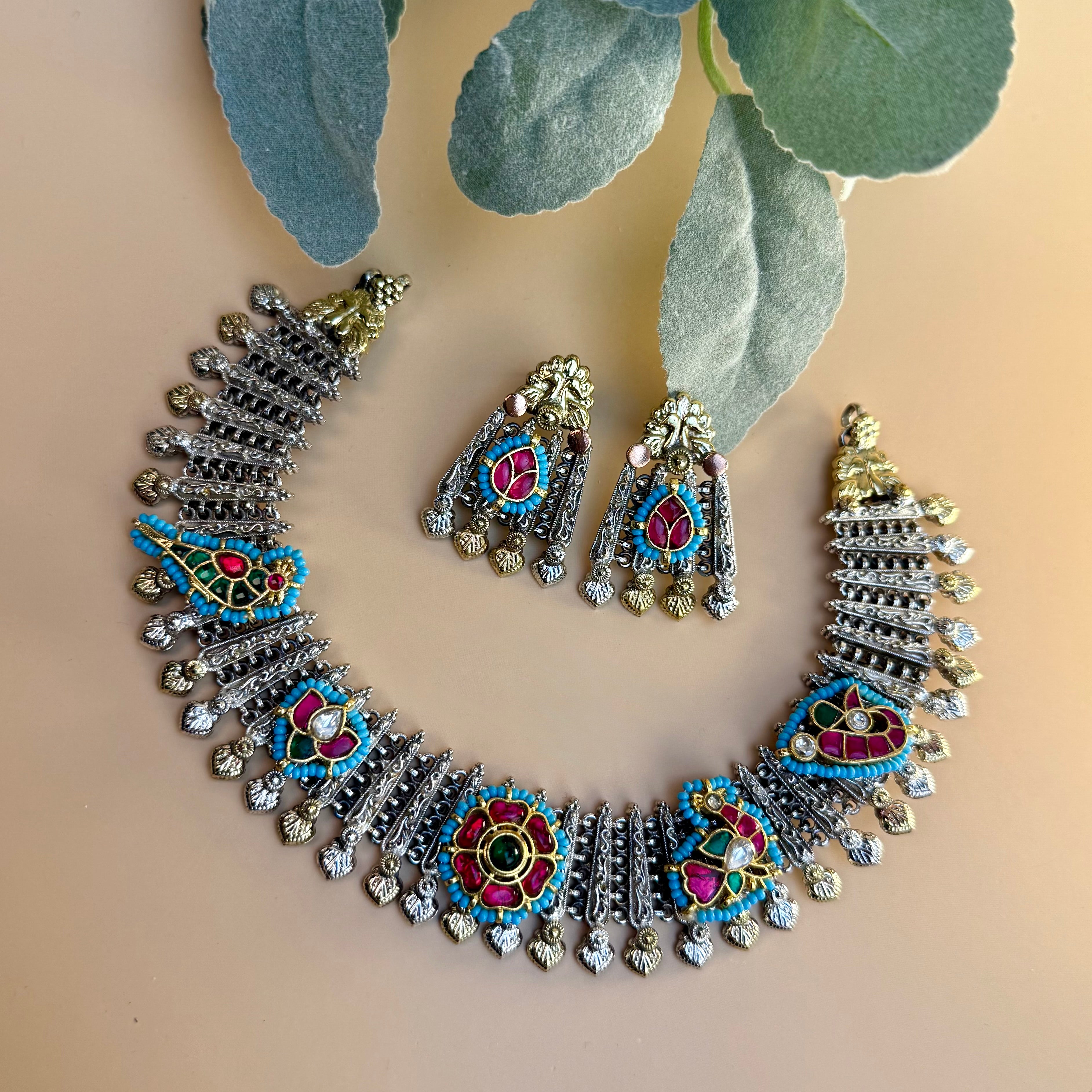 Gulaab Kundan Fusion Necklace Set - 2