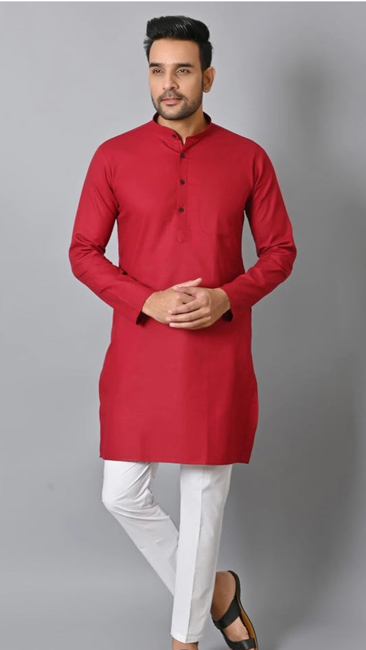 VMK018- Cotton Solid Color Kurta with Churidar - Vaanika Designs