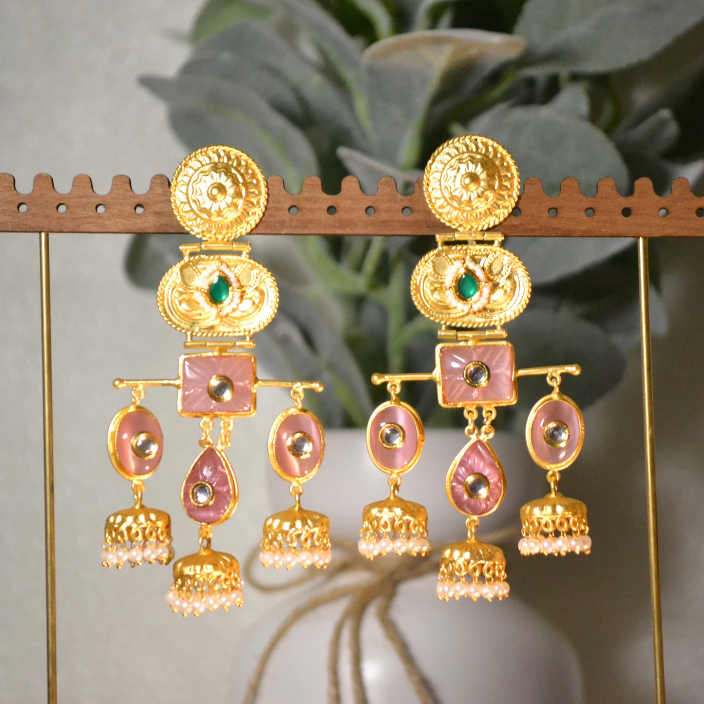 VJS5029-Gold Tribal Earrings