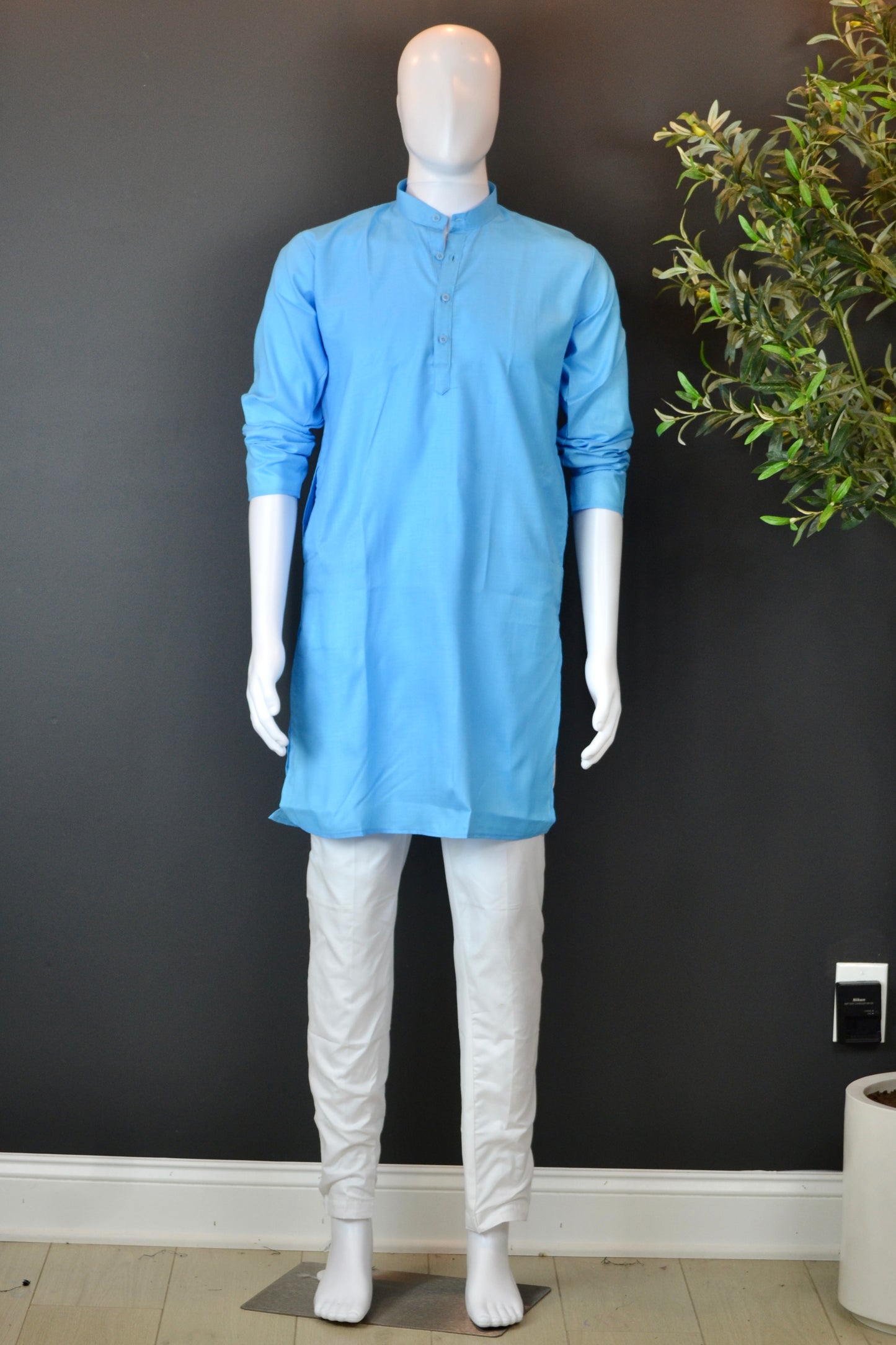 VMK018- Cotton Solid Color Kurta with Churidar - Vaanika Designs