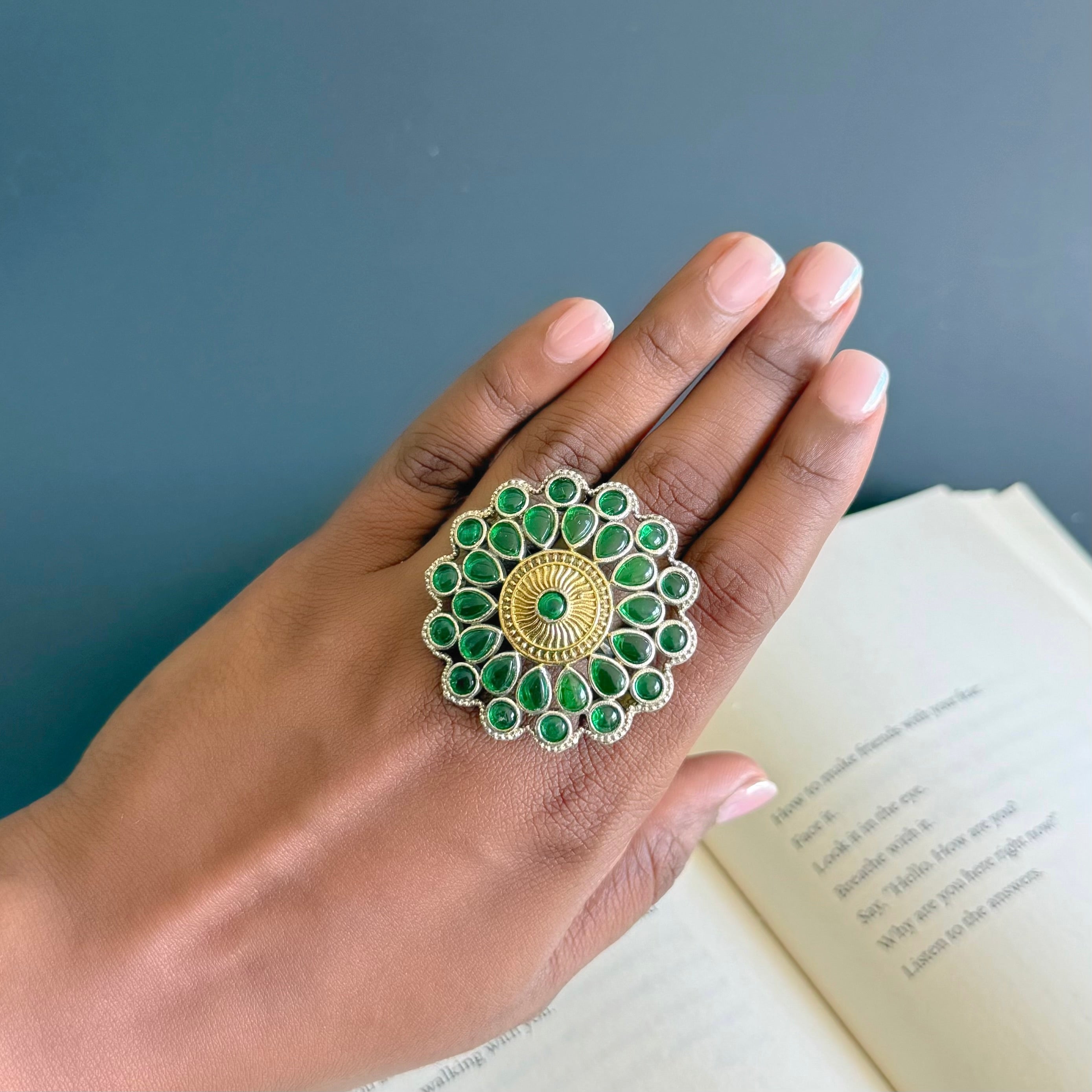 Oxidized stone Rings