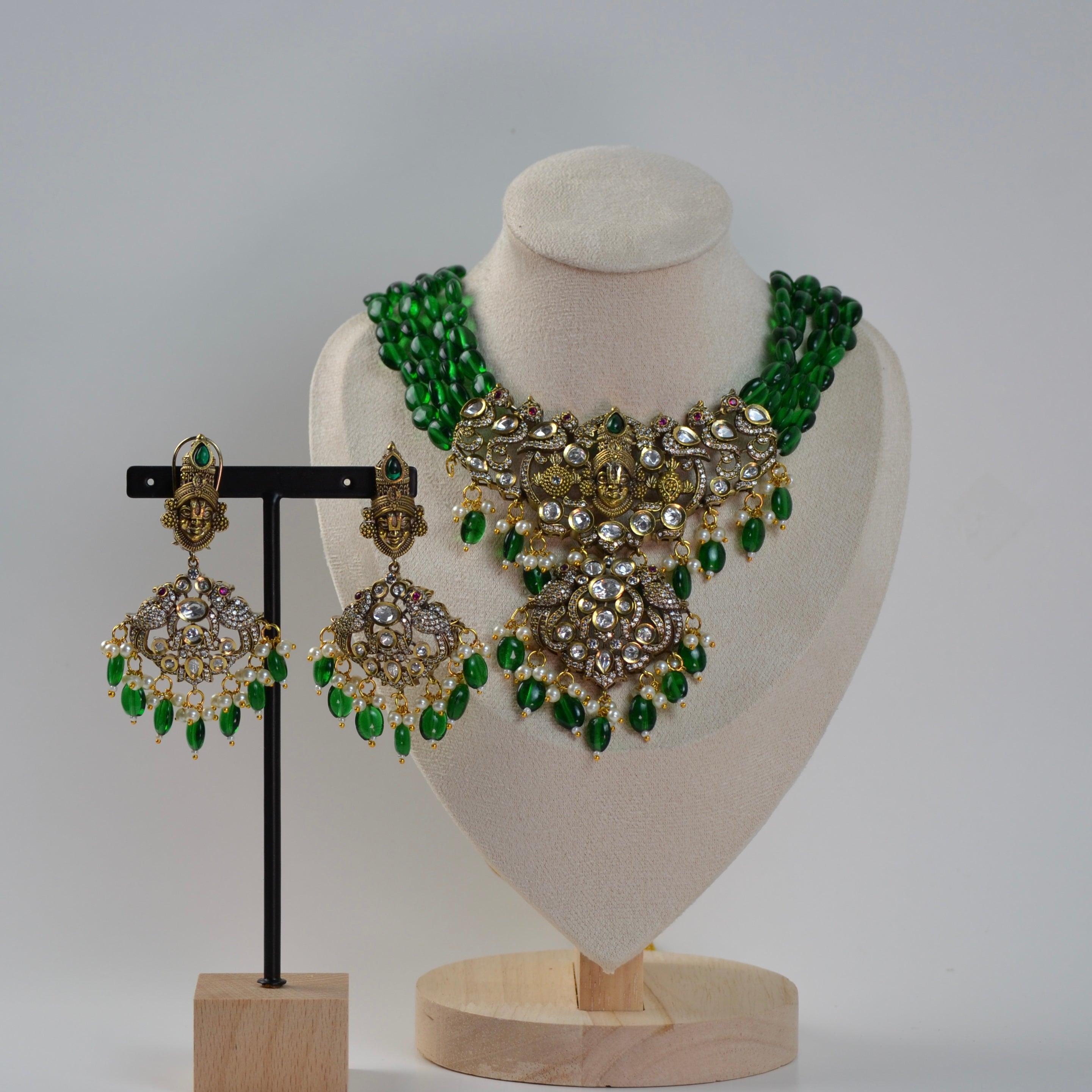 Mohini - Temple Jewelry AD victorian Polki Choker set