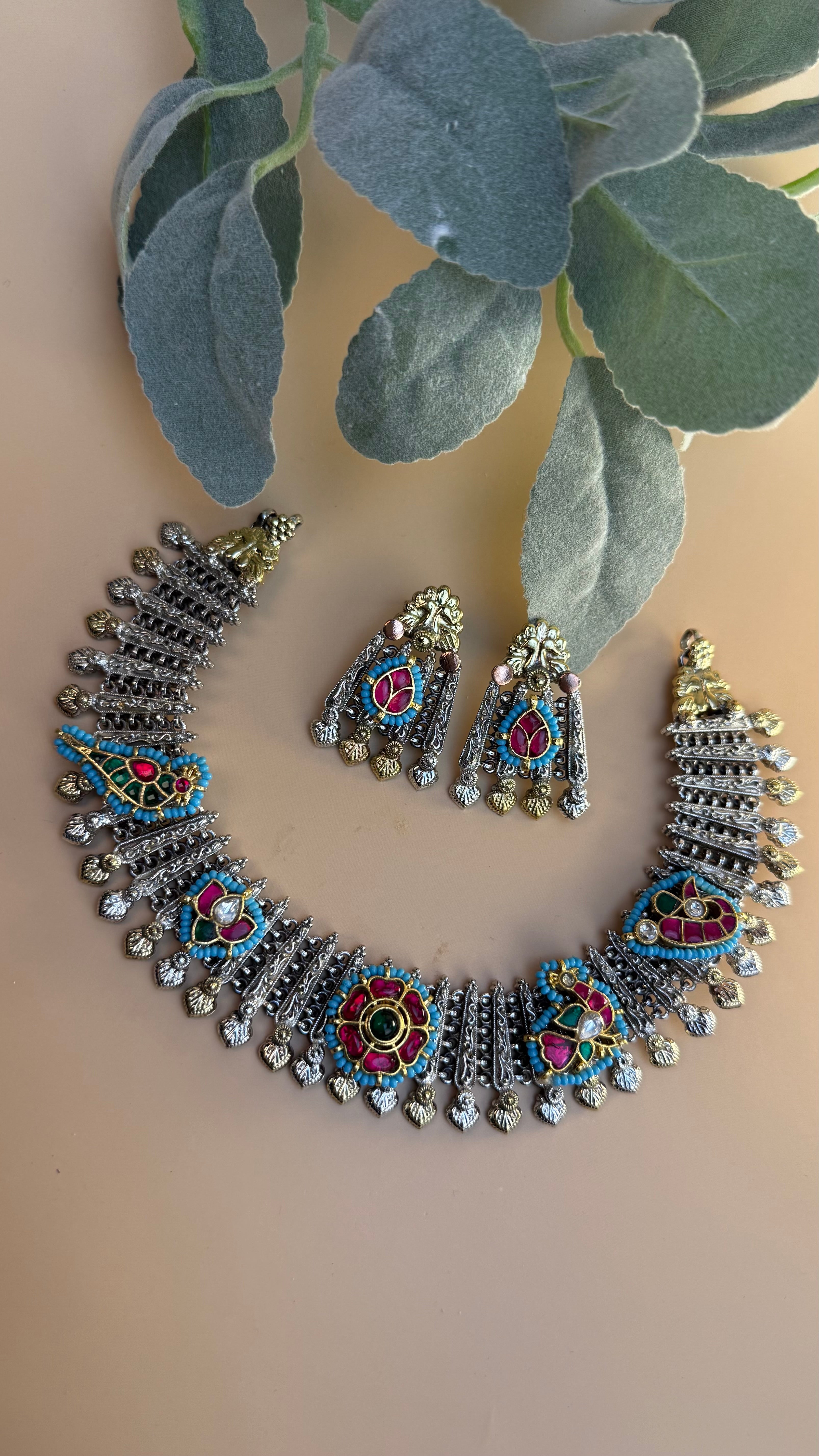 Gulaab Kundan Fusion Necklace Set - 2