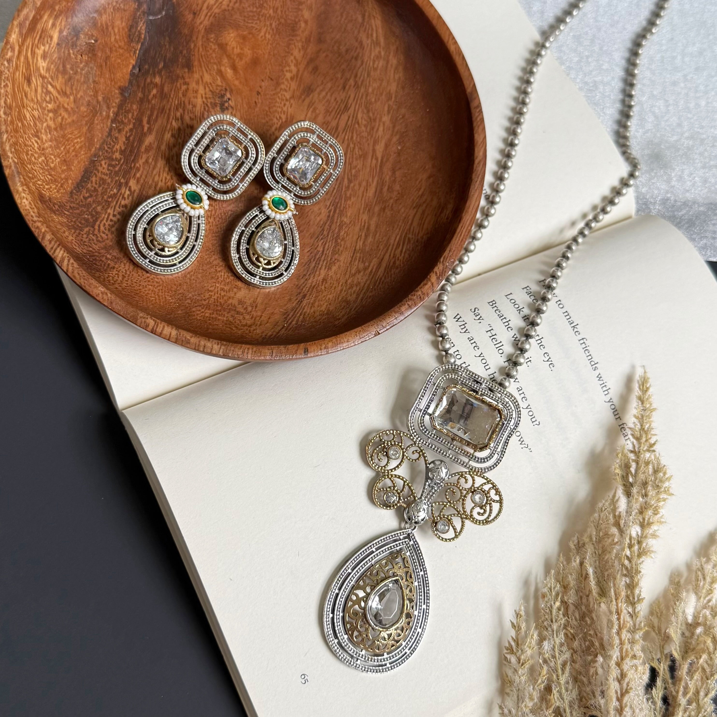 Raha Dual tone Doublet long Necklace