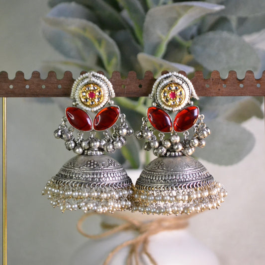 VJS5007-Silver Ghunghroo Jhumka