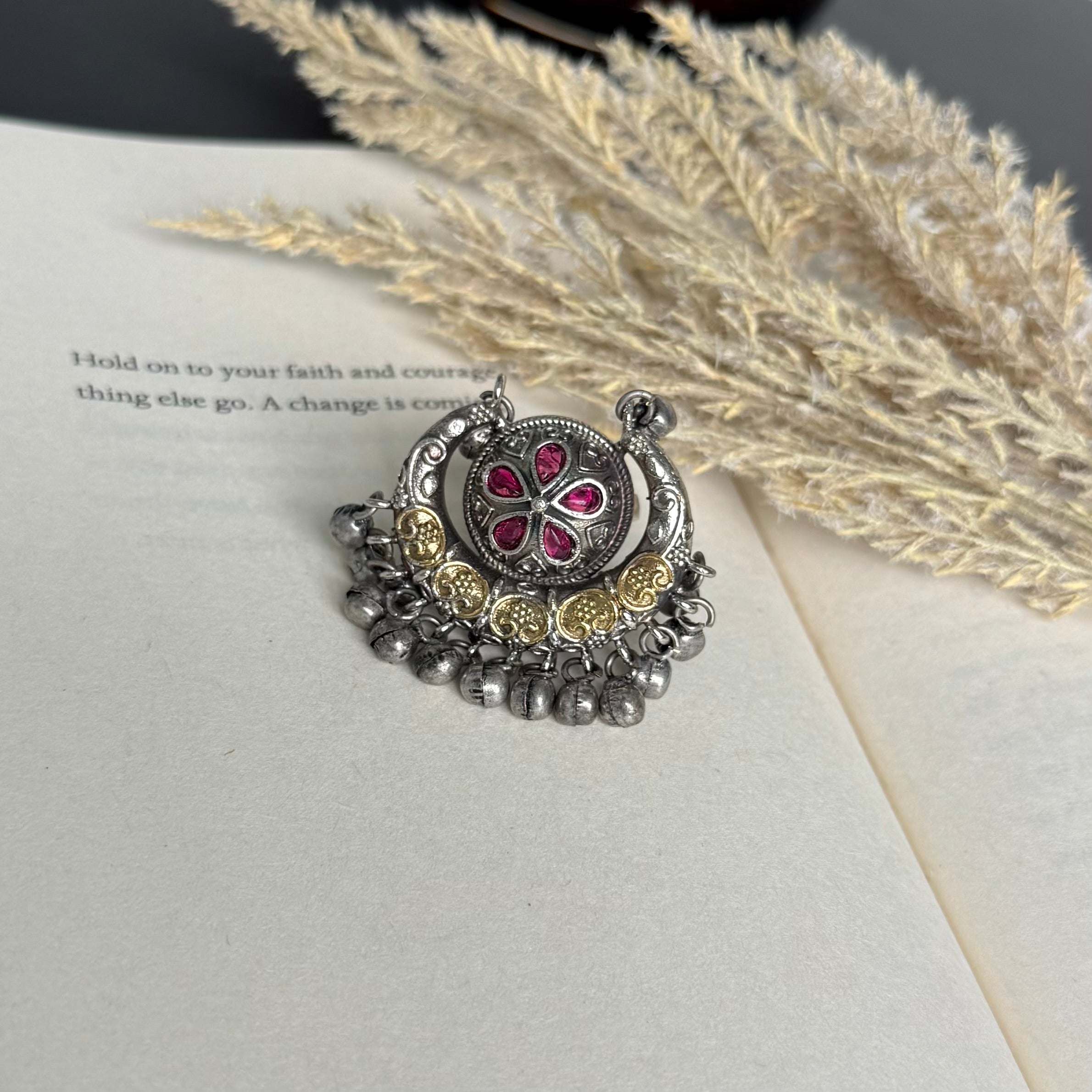 VJR4003-German Silver Oversized Ghungroo Ring