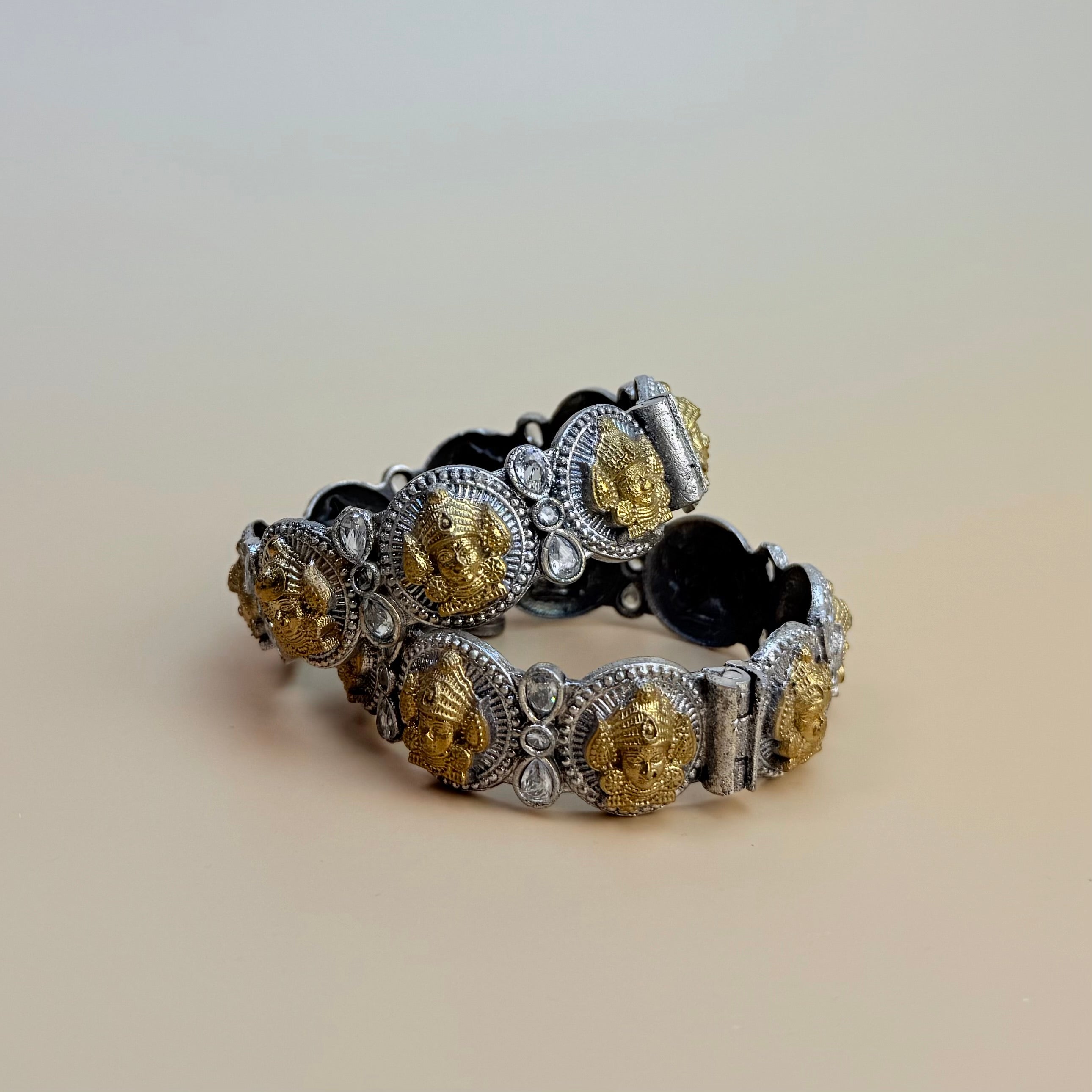 Dual tone Temple look jadau kada set of 2