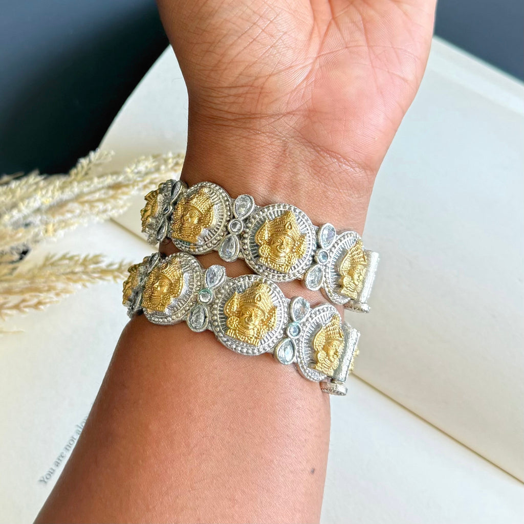 Dual tone Temple look jadau kada set of 2