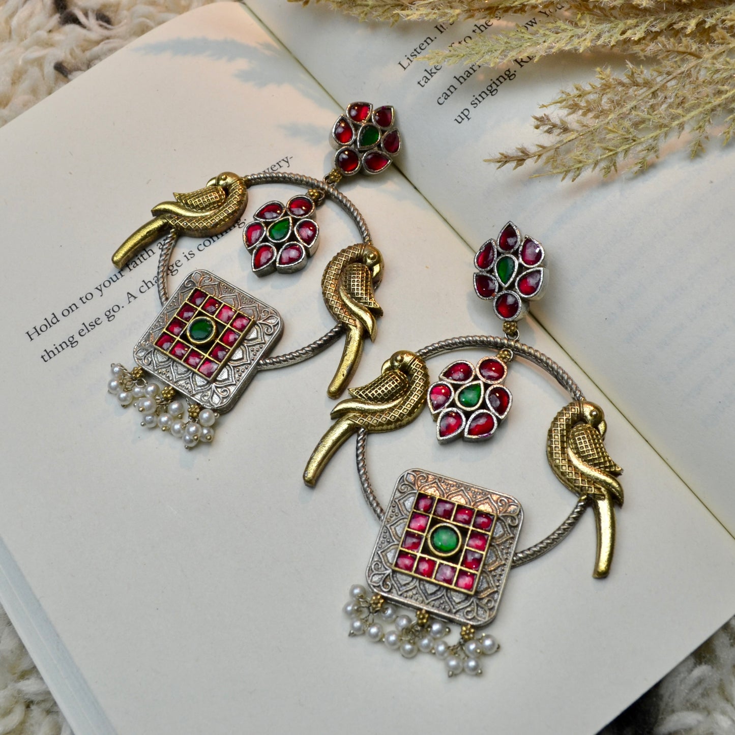 VJ4084-Boho Bird Stone Earrings