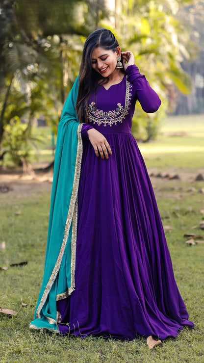 VAM2014-Fleur Georgette Anarkali Gown with Handwork