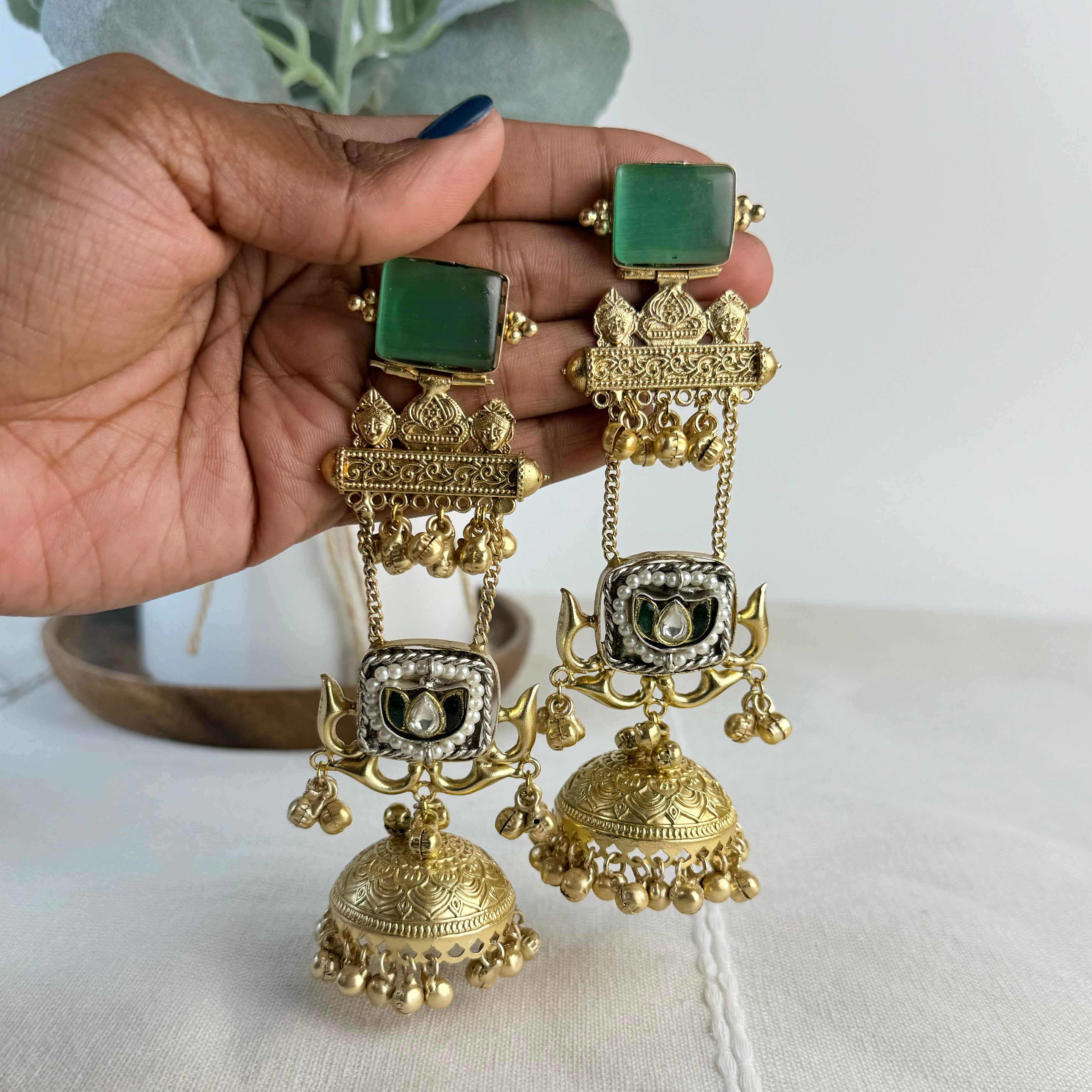Noor long chain Jhumka