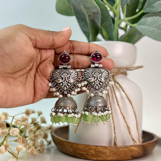 VJ4064-Tribal Silver Jhumka