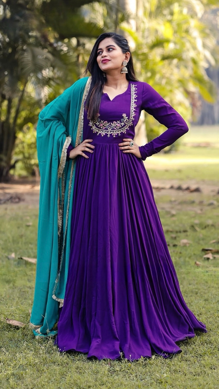 VAM2014-Fleur Georgette Anarkali Gown with Handwork