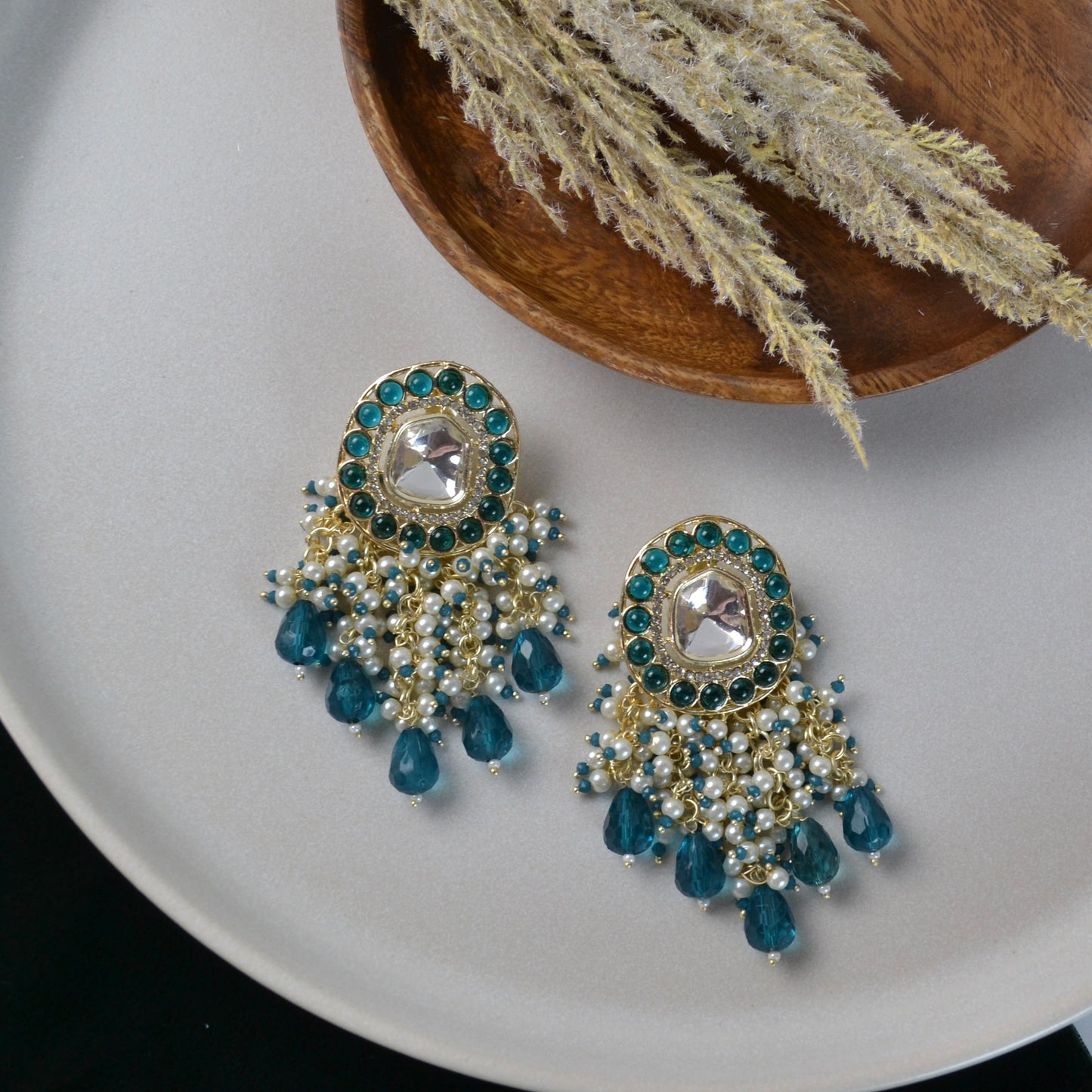 VARJ013-Kundan Polki Dangler Earrings