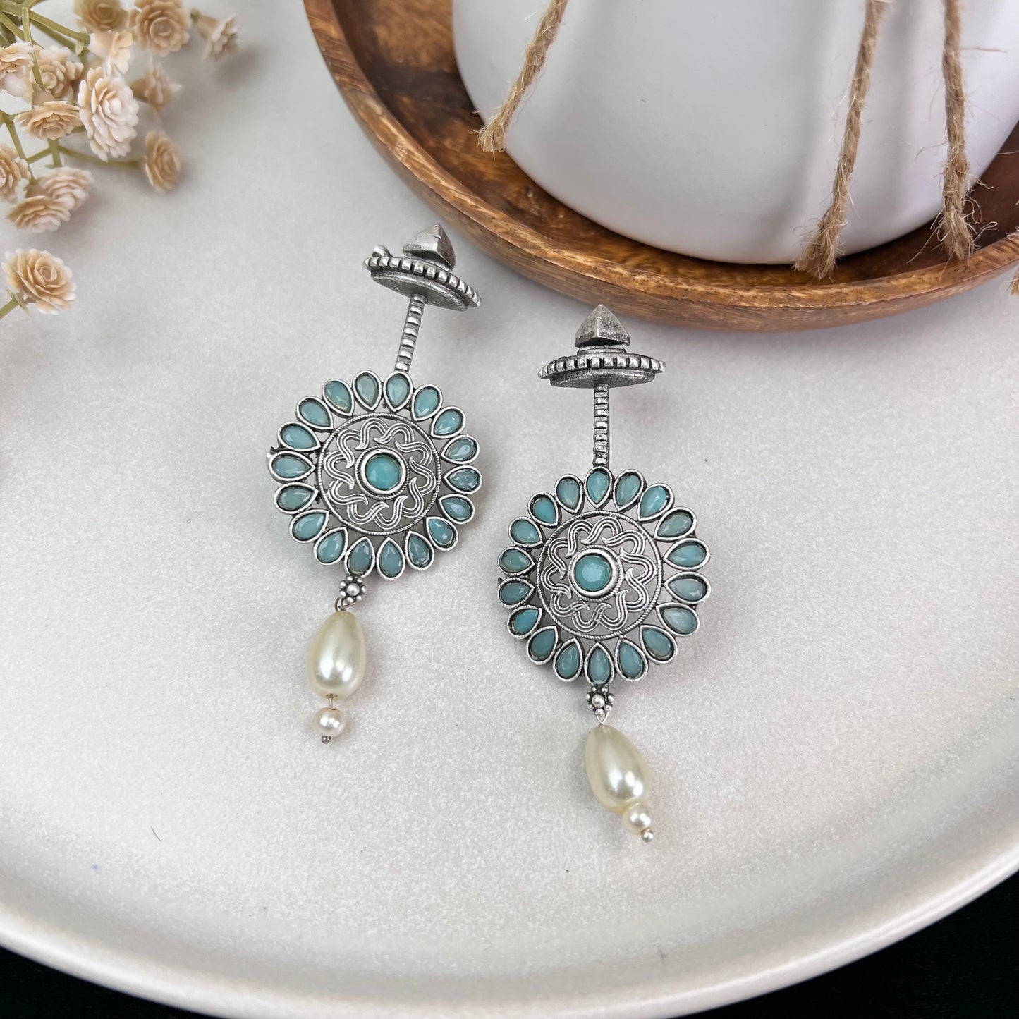 VJ4052-Round Earring with Stone work