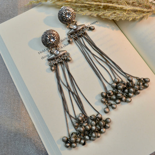 VAP1018-Long Tribal Earrings with Ghunghroo