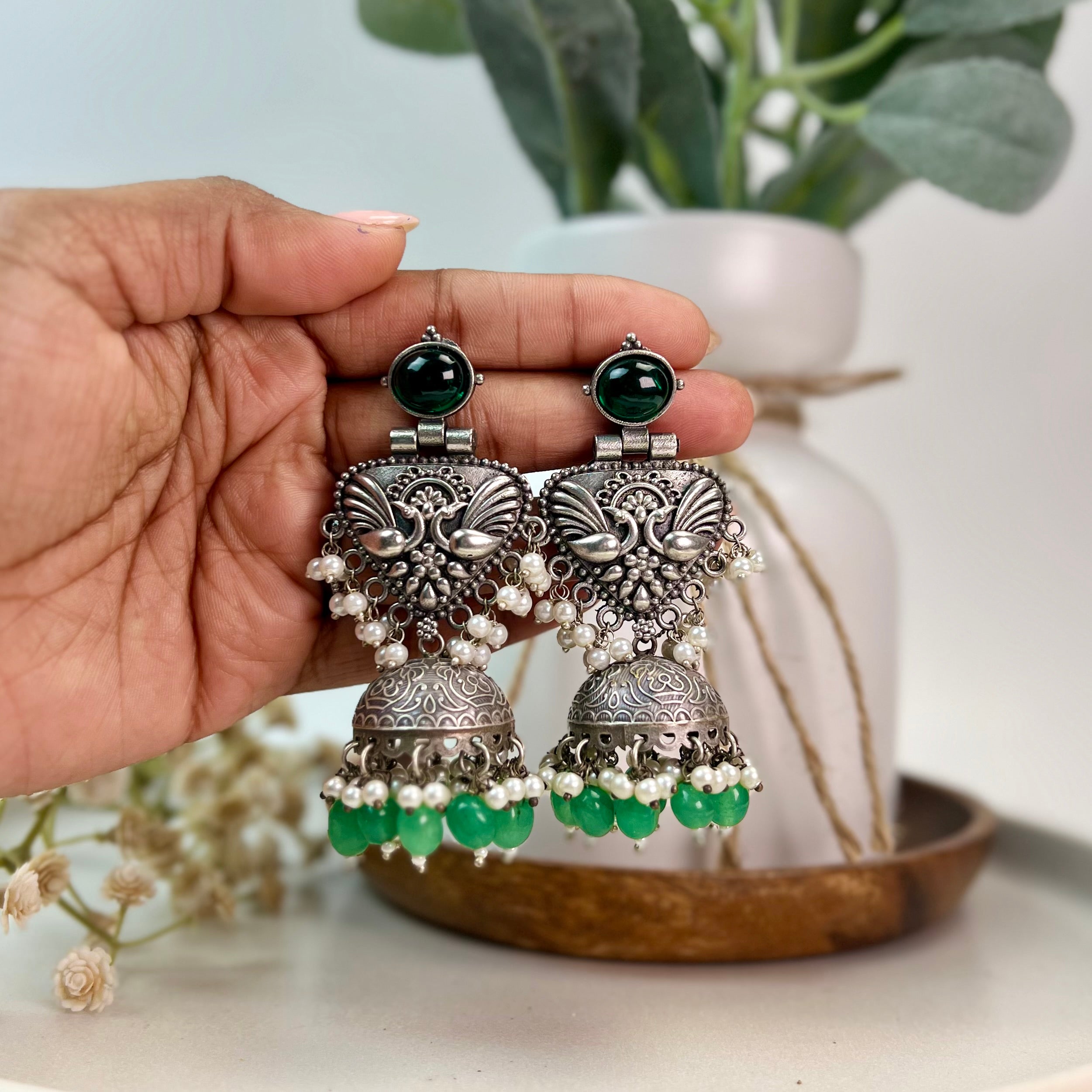 VJ4064-Tribal Silver Jhumka