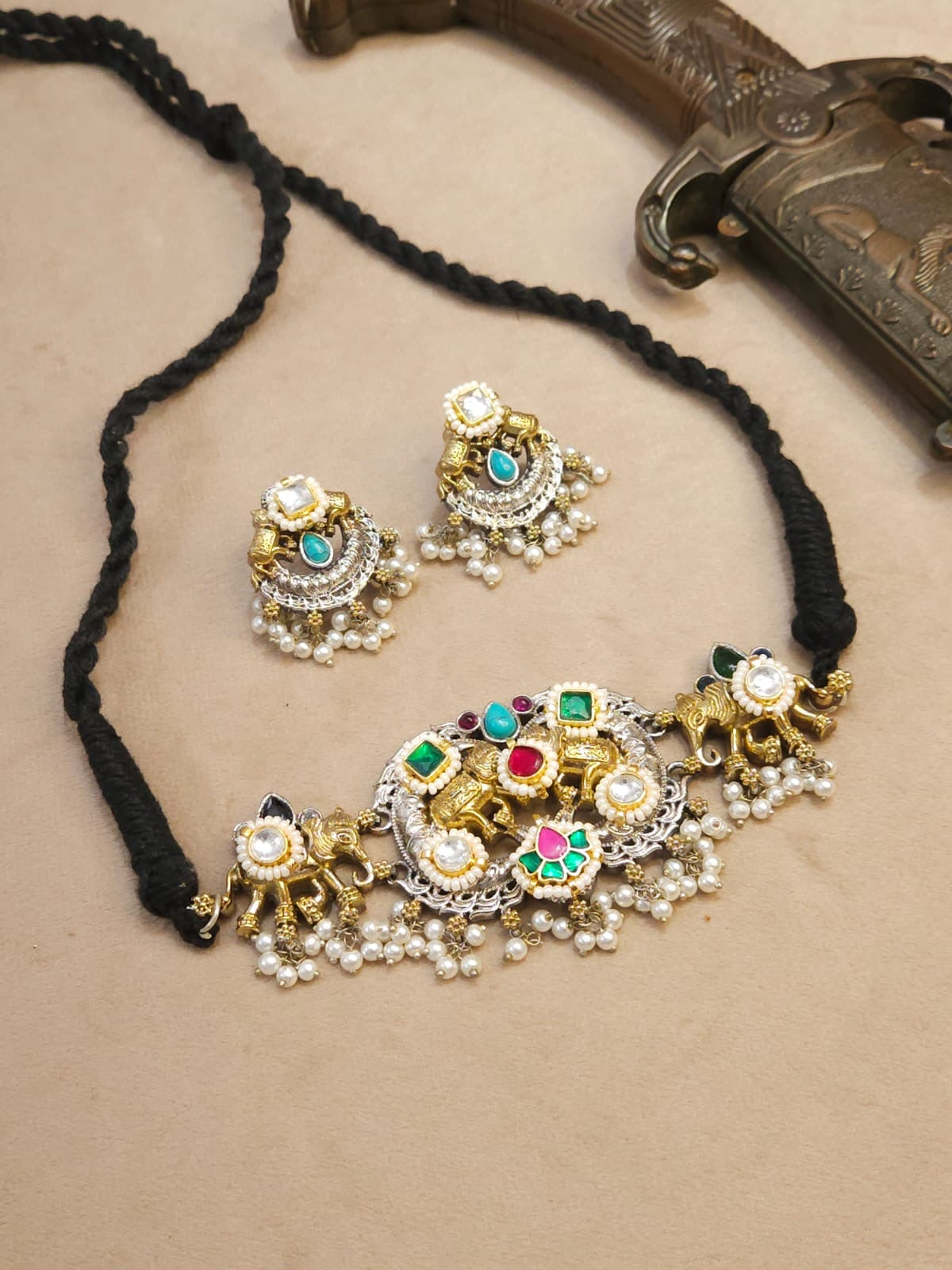 Gajanana Kundan fusion Necklace