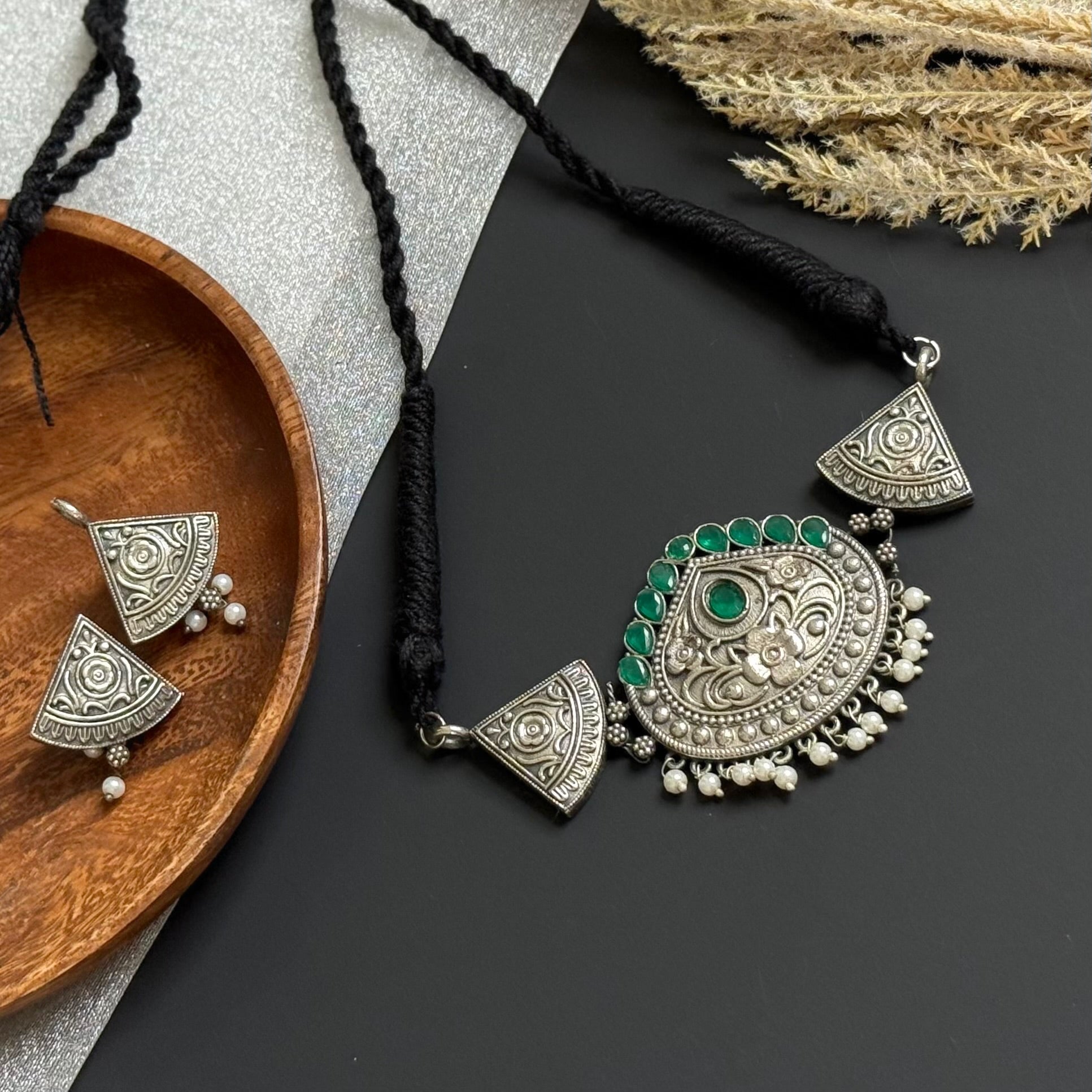Oxidized Choker Necklace Set