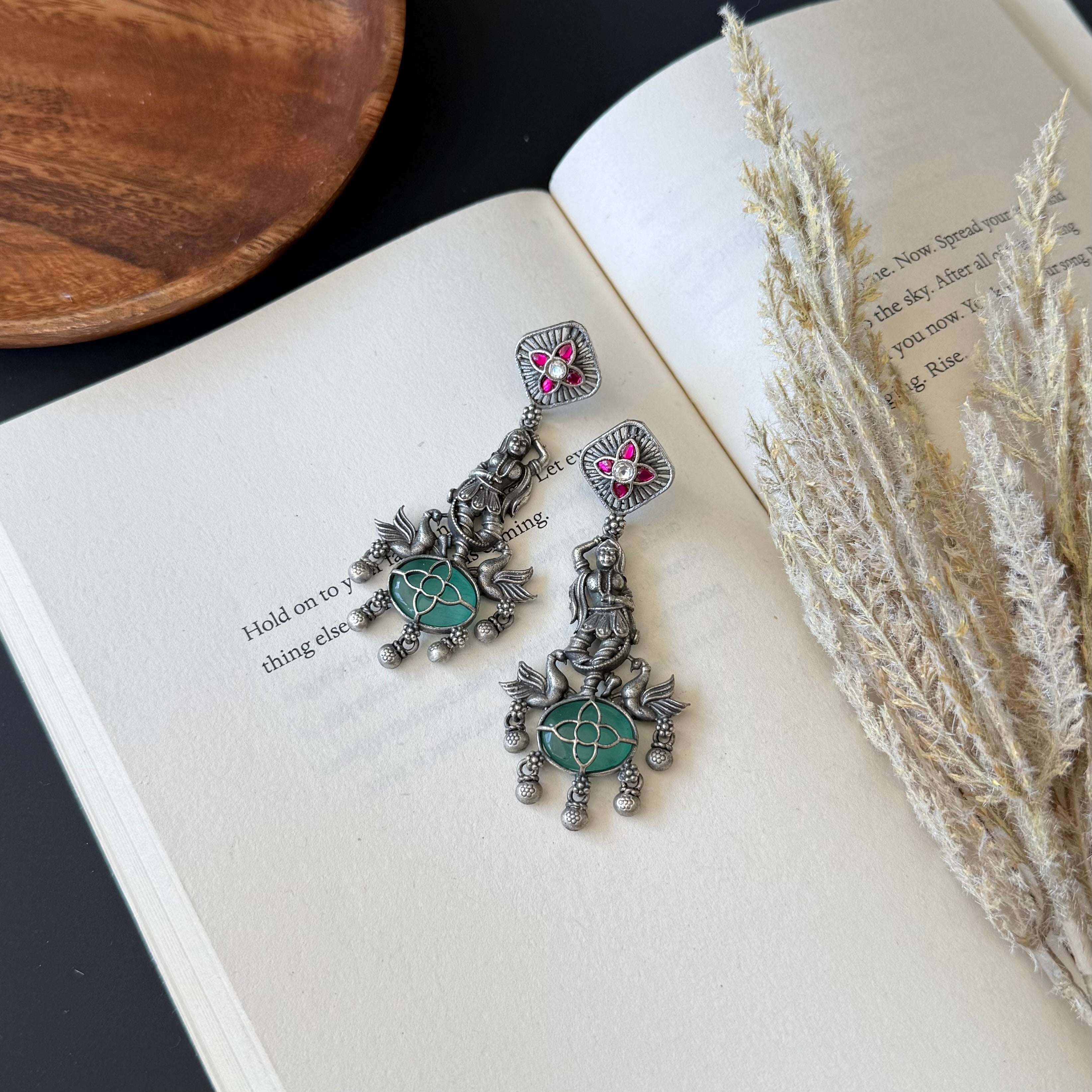 Oxidized kundan tribal look Earrings