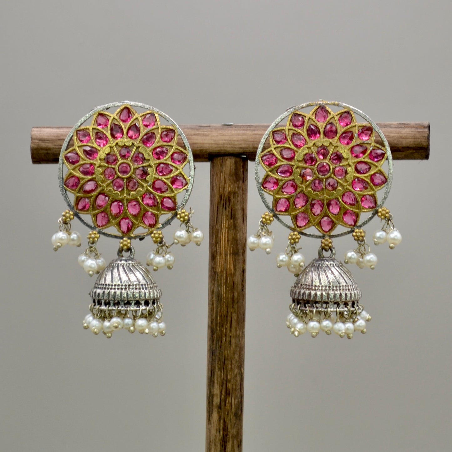 VJ4068-Medium Size Mandala Stud Jhumkis