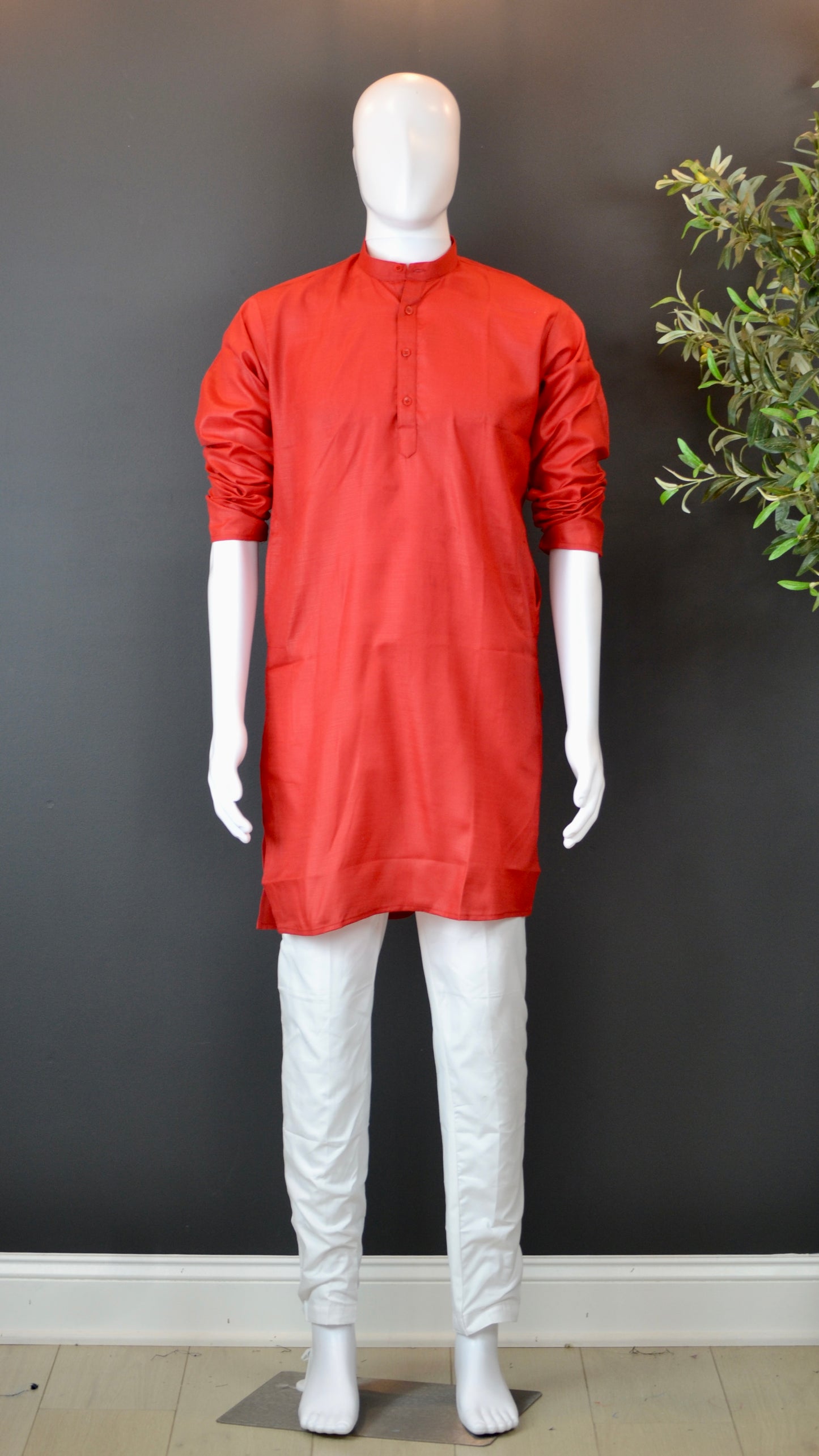 VMK018- Cotton Solid Color Kurta with Churidar - Vaanika Designs